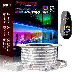 Shine Decor AC120V Lite – Tira LED RGB, 4F resistente al frío IP65, impermeable, control remoto, iluminación de tira multicolor, regulable de Shine Decor AC120V Lite – Tira LED RGB, 4F resistente al frío IP65, impermeable, control remoto, iluminación de tira multicolor, regulable de