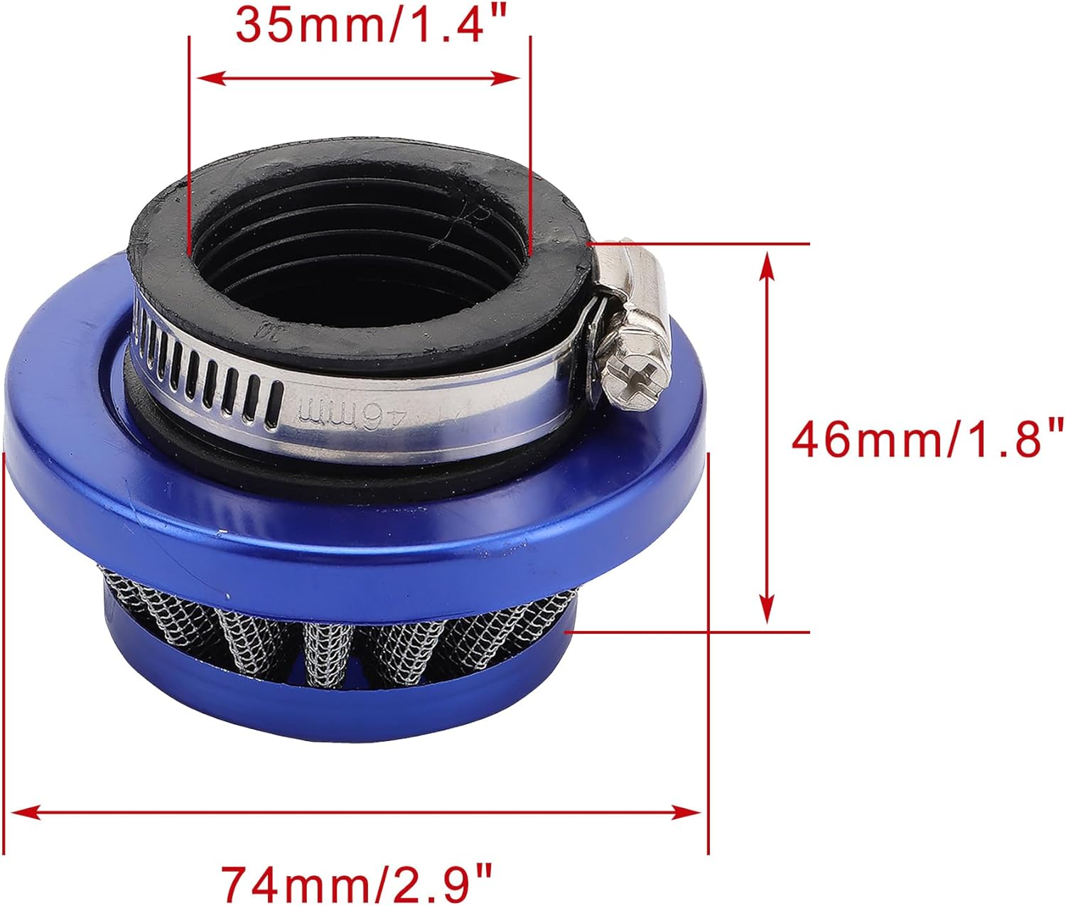 WOOSTAR Filtro de aire de repuesto de 1.378 in para ATV de 50 cc, 70 cc, 90 cc, 110 cc, 125 cc, ATV, 4 ruedas, motocross, Go Kart, Scooter azul