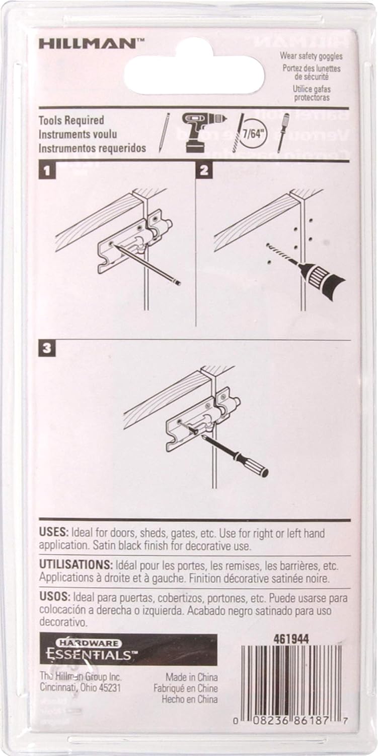 Hardware Essentials 851019 Perno de barril negro 5′