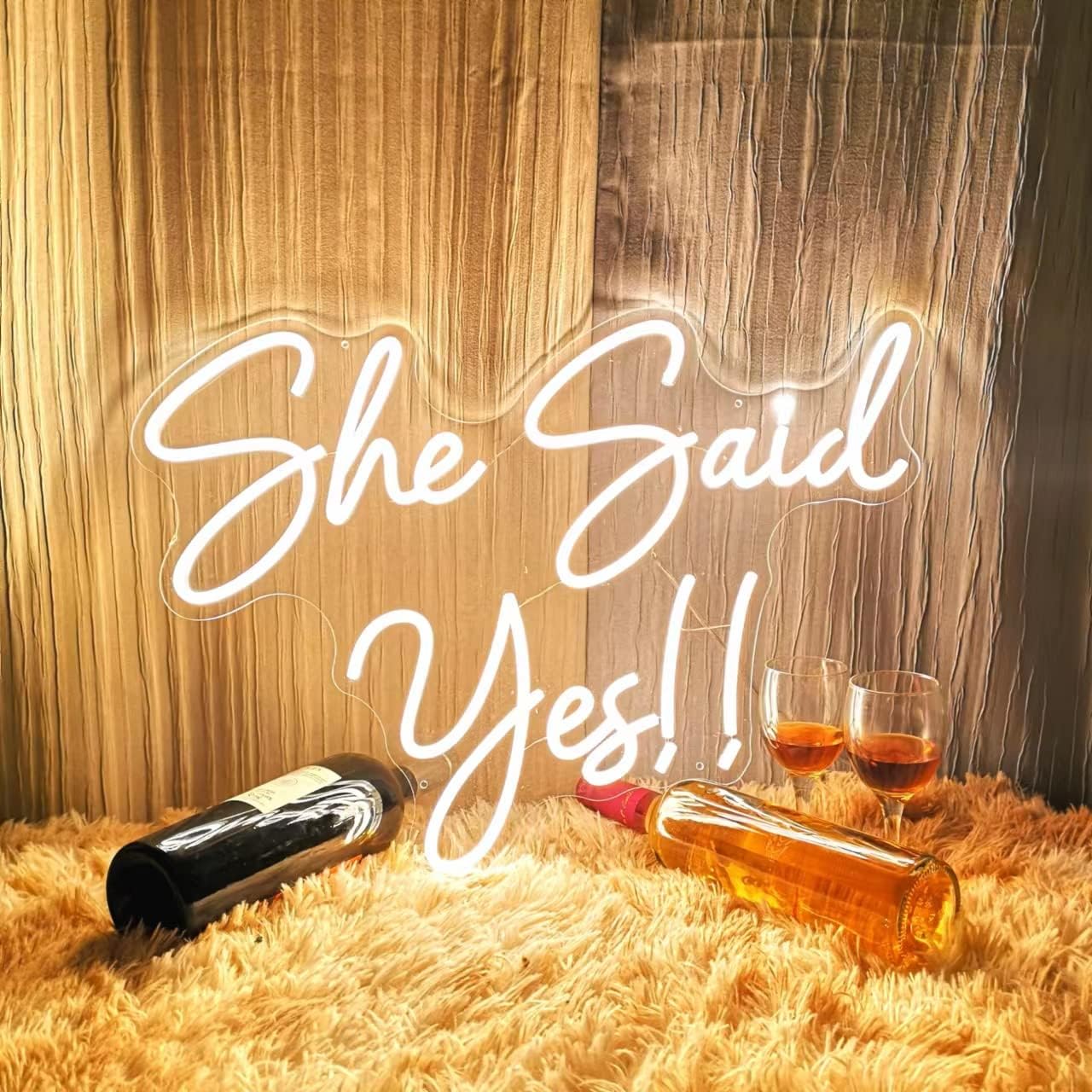 Letrero de neón grande con texto en inglés She Said Yes para fiesta de propuesta de boda, decoración de pared, letreros de neón LED flexibles para