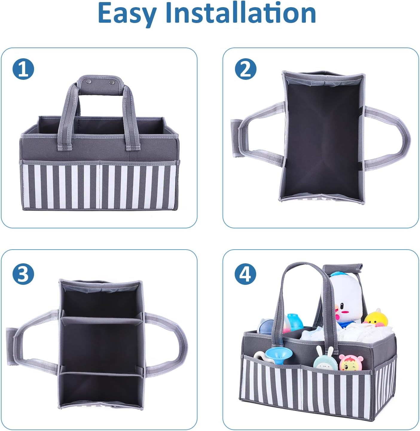 Clearworld Organizador de pañales para bebé, organizador de pañales para cambiador y automóvil, contenedor de almacenamiento portátil para