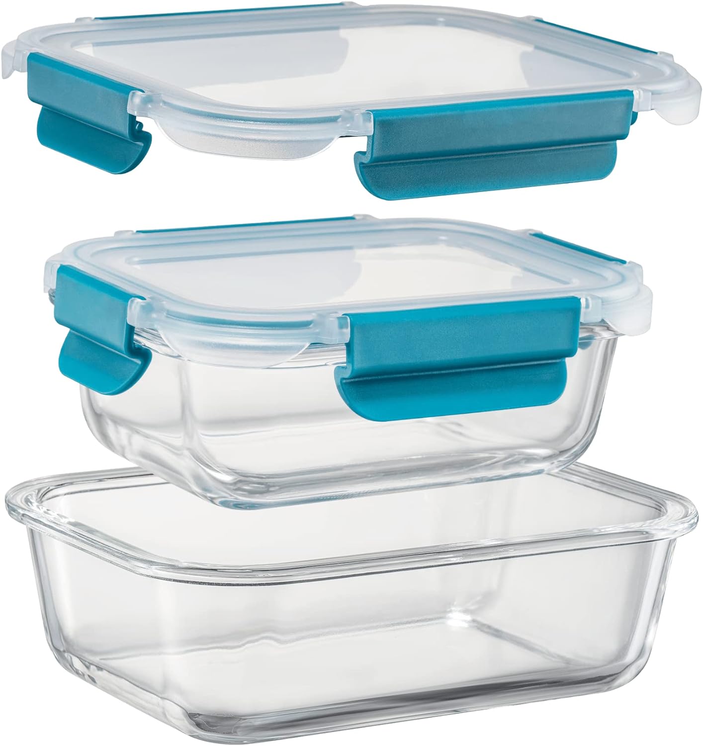Recipientes de vidrio para almacenamiento de alimentos con tapas, recipientes de vidrio para preparación de comidas para almuerzo, despensa,