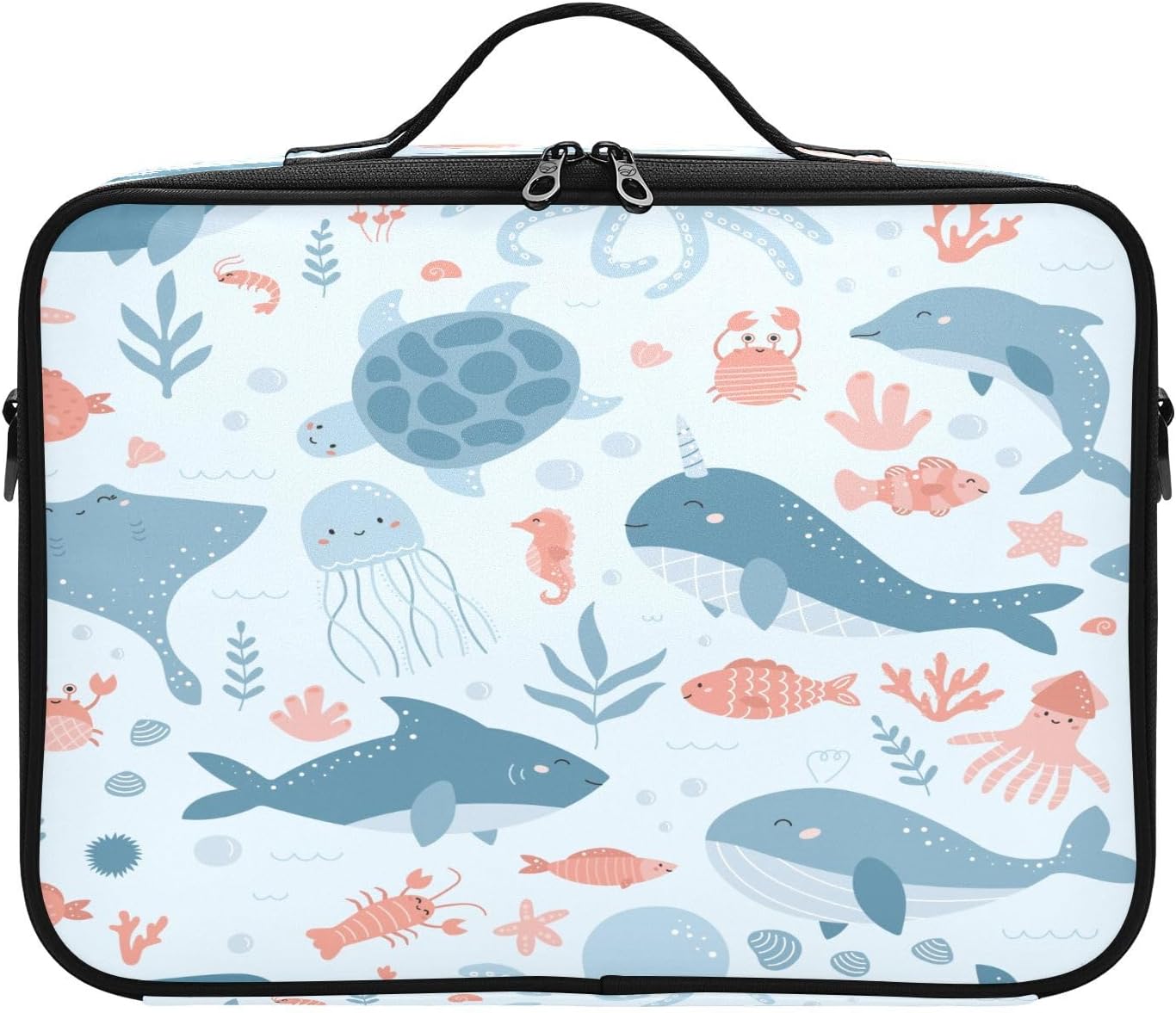 Sea Ocean Animals Corals Seaweeds Shells fashion cosmetic travel bags for women up bag organizator large makeup organizer bolso para maquillaje men