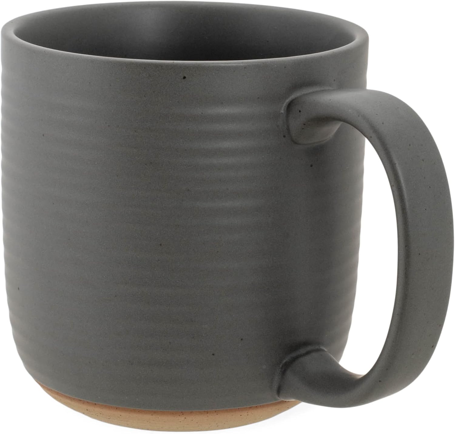 Elanze Designs Juego de 4 tazas de café con fondo de arcilla cruda de 16 onzas, color gris