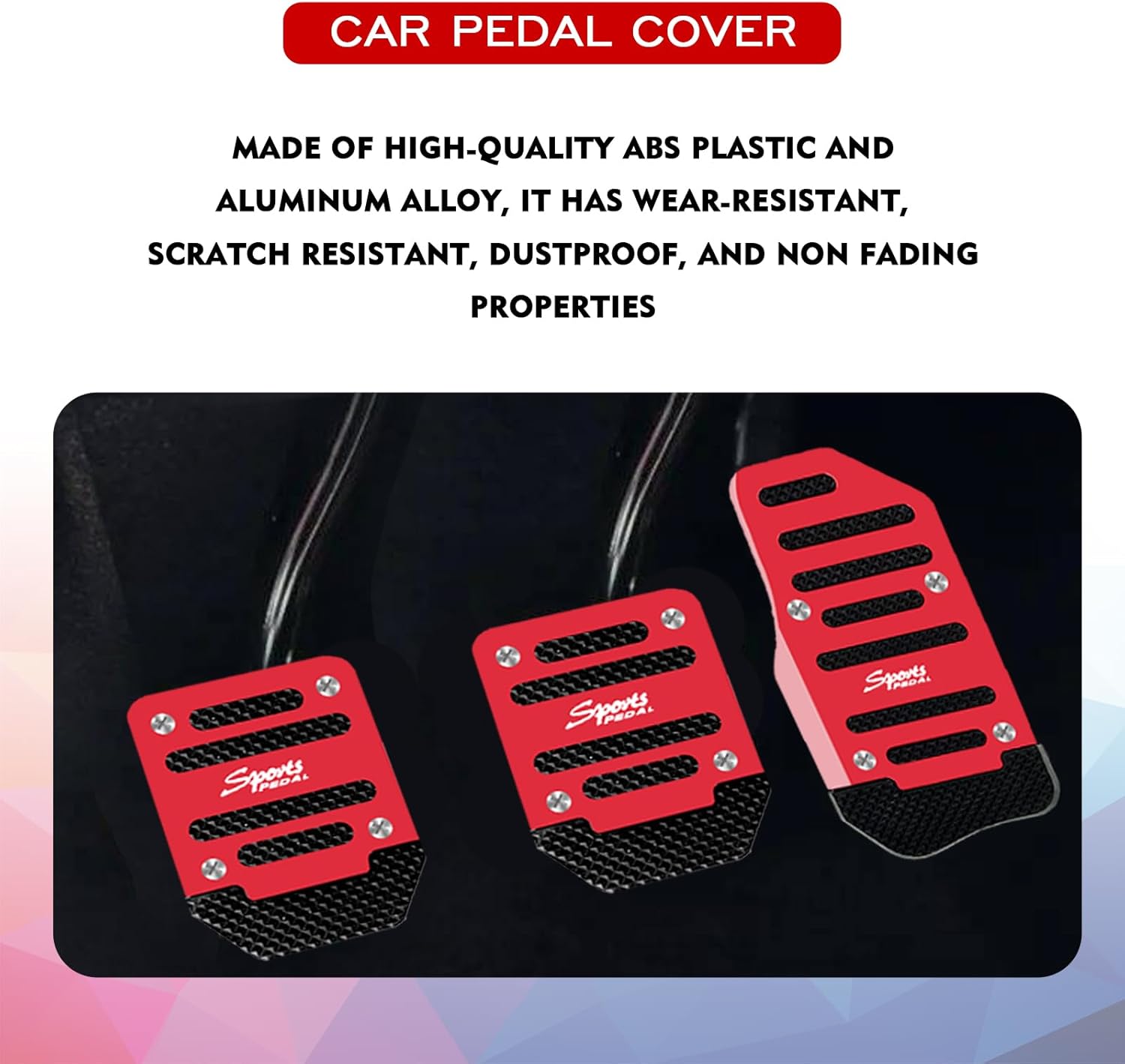 pvotawp 3 almohadillas antideslizantes para pedal de aleación de aluminio para automóvil, cubierta de pastillas de freno de transmisión manual