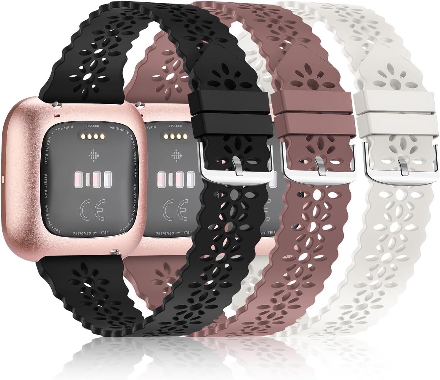 YAXIN Paquete de 3 correas deportivas delgadas compatibles con Fitbit Versa, Fitbit Versa 2, Fitbit Versa Lite, correas de repuesto de encaje de