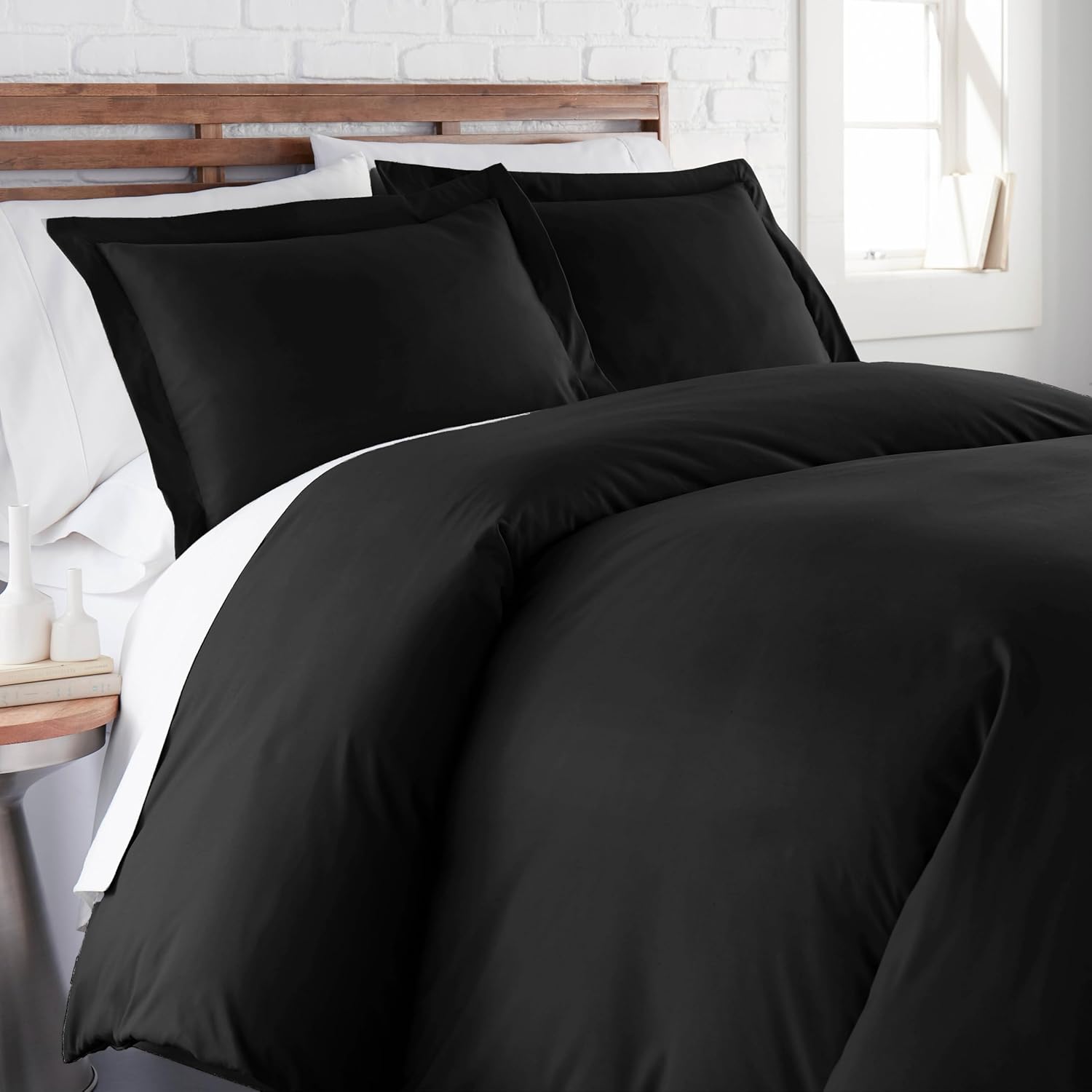 Southshore Fine Living, Inc. Funda de edredón negra  Fácil cuidado, sin arrugas, resistente a la decoloración, resistente al pelo de mascotas,