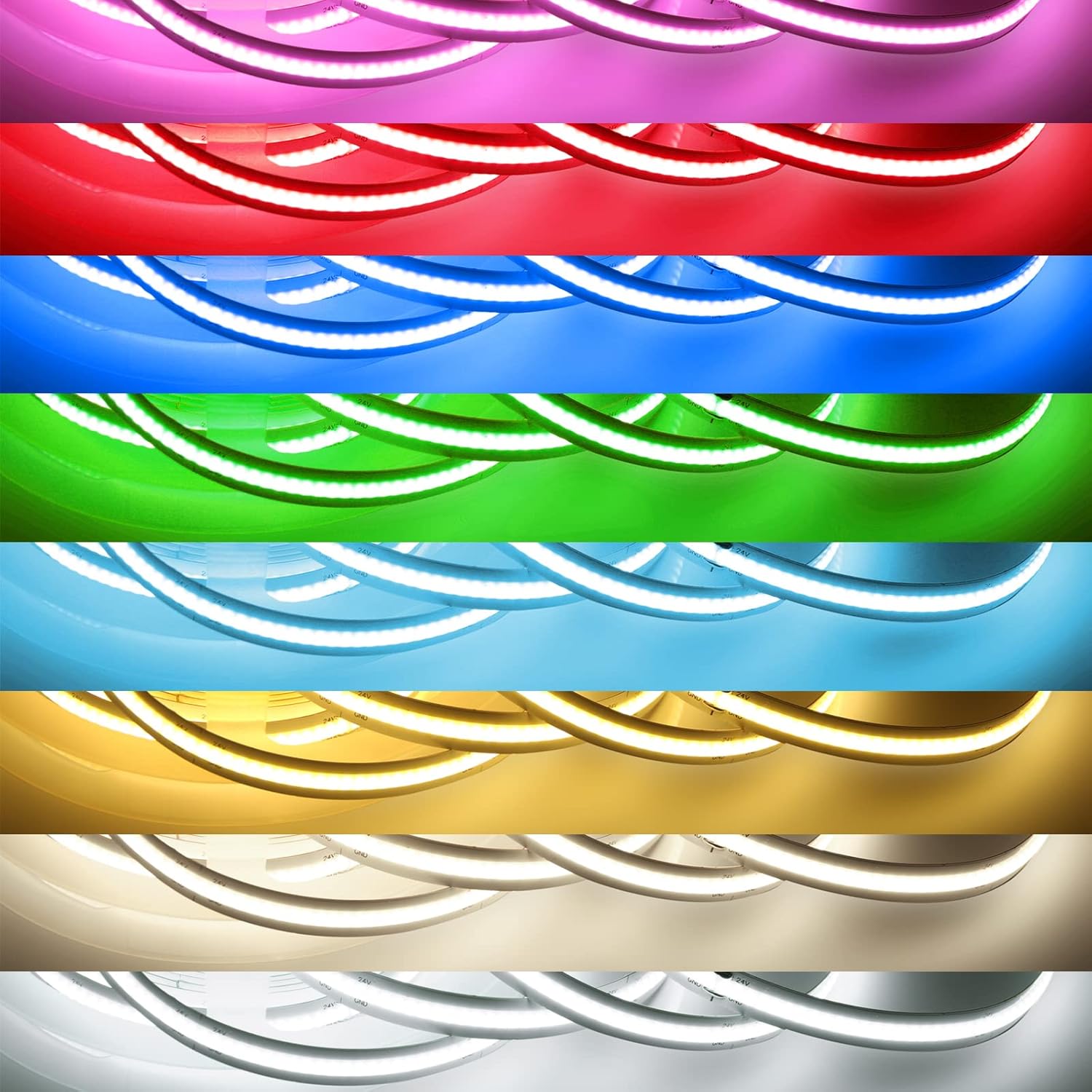 COB Tira de luces LED alimentadas por USB de 5 V, 1.64 pies1.6 ft, cinta LED flexible CRI 80+ 800LMm 320LEDsm para decoración de bricolaje en