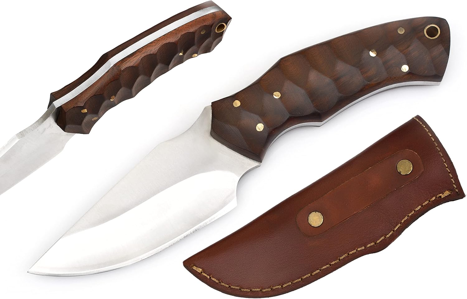 Hecho a mano 1095 cuchillo de caza de acero al carbono con funda de hoja fija camping, cuchillos al aire libre Bushcraft Skinner cuchillo para