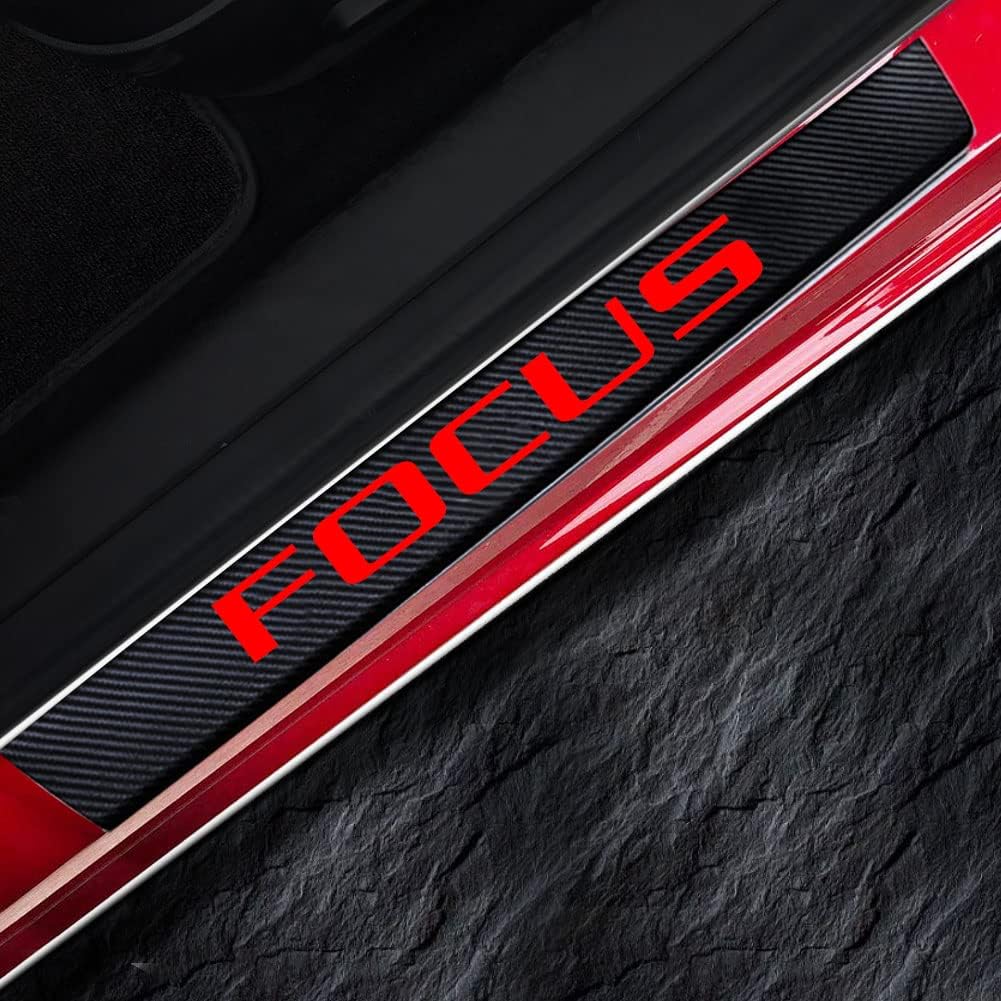 4 protectores de umbral de puerta de automóvil para Ford Focus, fibra de carbono gruesa, antiarañazos, protector de pedal de puerta de automóvil,