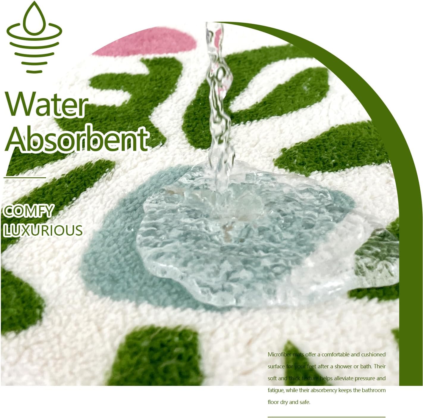 SHIYUE Alfombra de baño con diseño de flores coloridas para alfombras de baño, microfibra ultrasuave y esponjosa, absorción de agua, antideslizante,