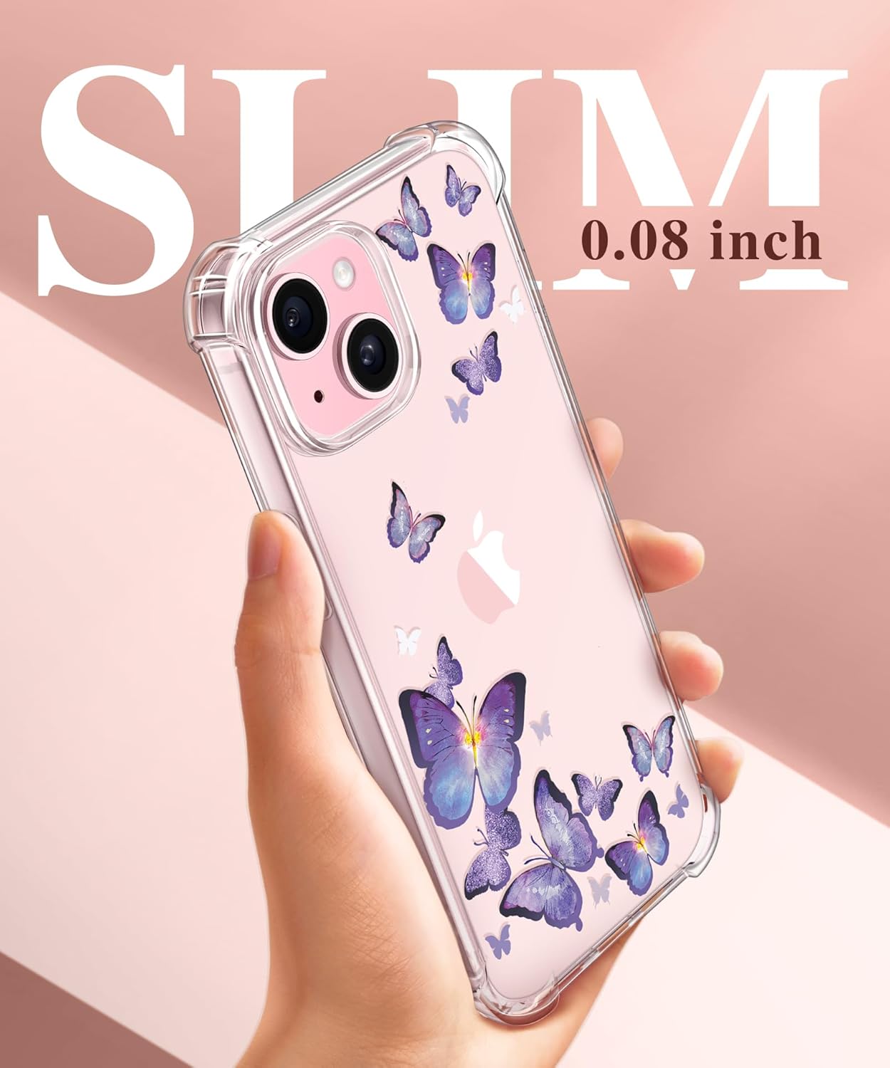 GVIEWIN Funda para iPhone 15, 5 en 1 con 2 protectores de pantalla y 2 protectores de lente de cámara, transparente, suave, a prueba de golpes,