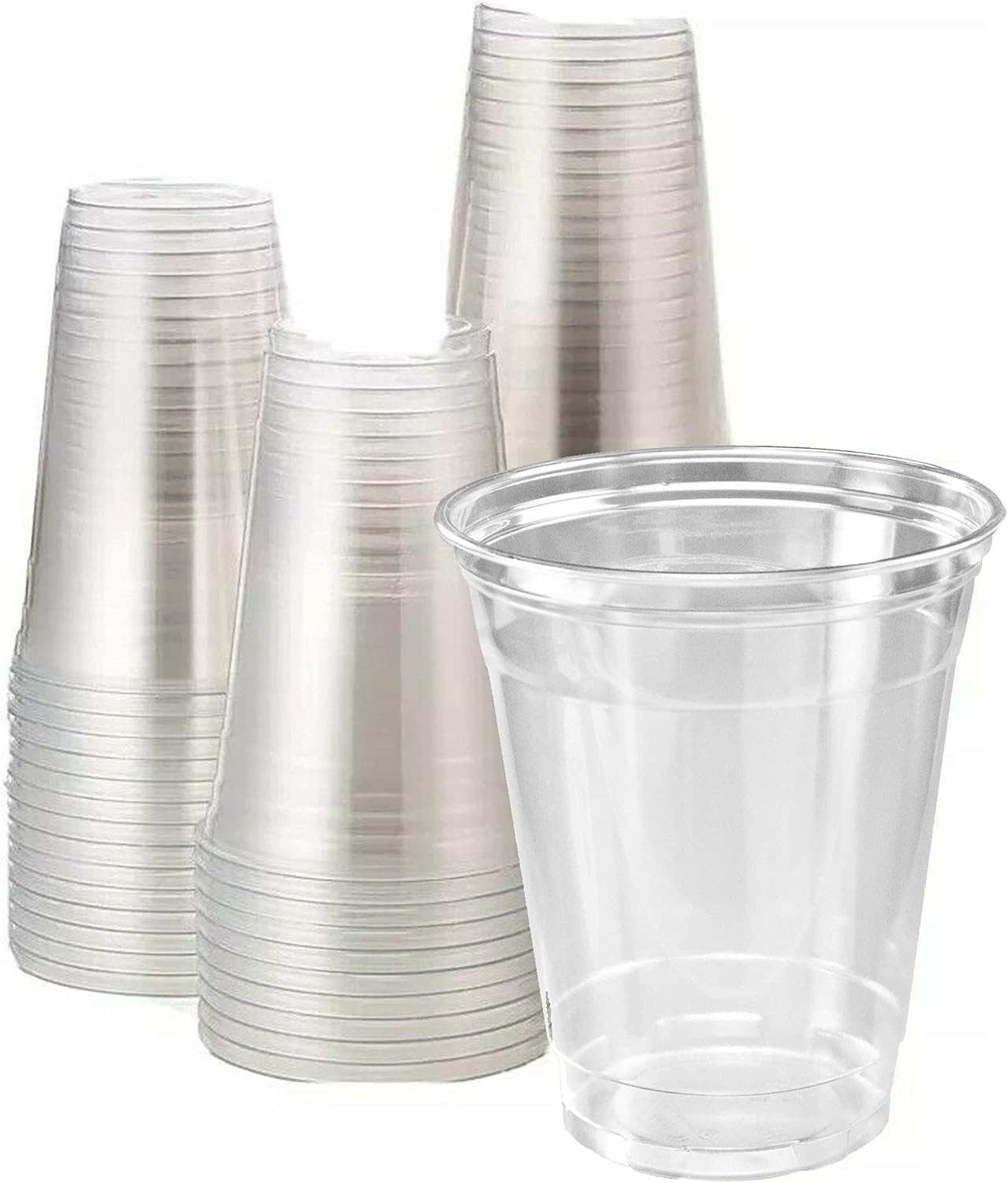 Vasos de plástico PET transparente de 16 onzas, ajuste de tapa de 3.858 in, vasos fríos desechables (caja de 1000) (16 onzas)