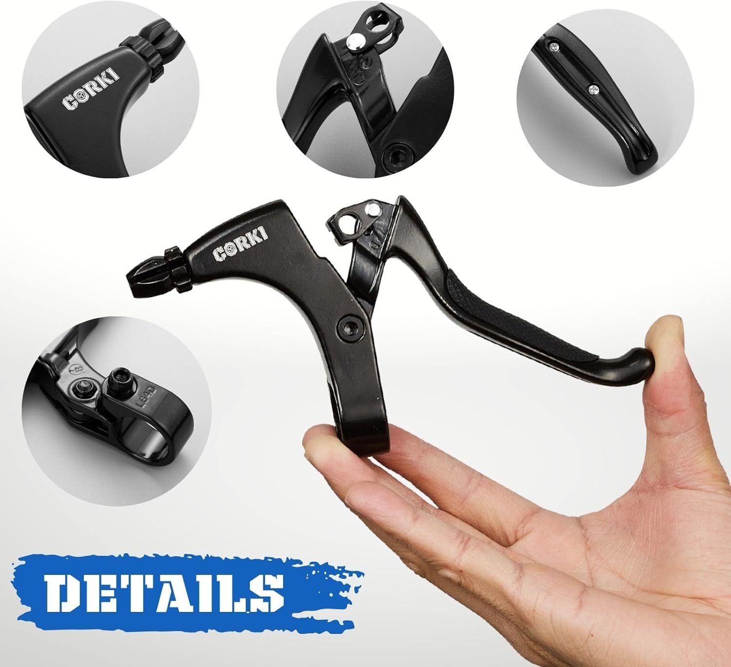 Corki Cycles – Par de palancas de freno de bicicleta -1.0 in de diámetro, aleación de aluminio, mango de freno de bicicleta para bicicleta de