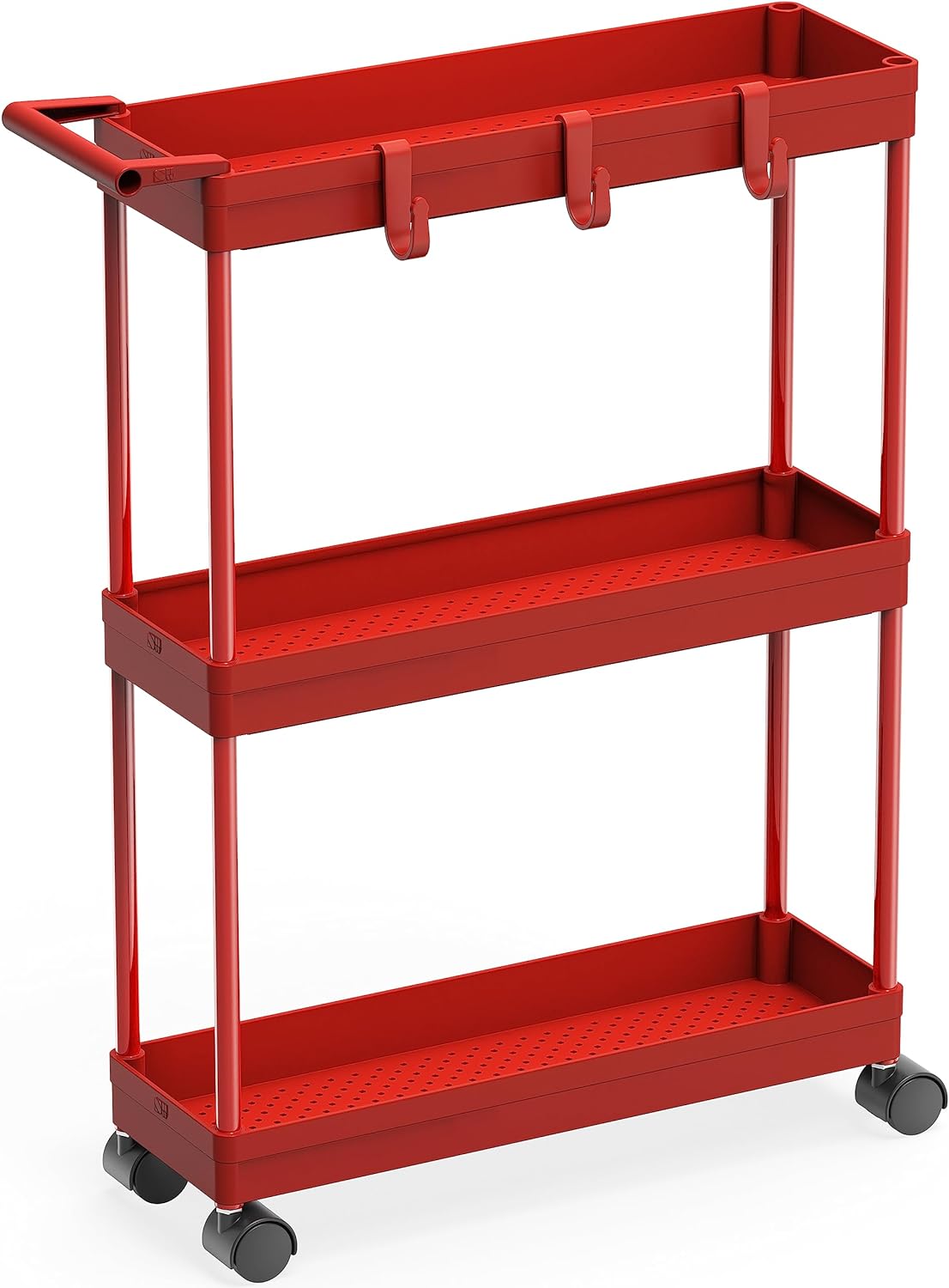 Simple Houseware Carrito de cocina de almacenamiento de 3 niveles delgadossúper estrechos estantes con asa, 26.5 pulgadas de altura5.5 pulgadas de