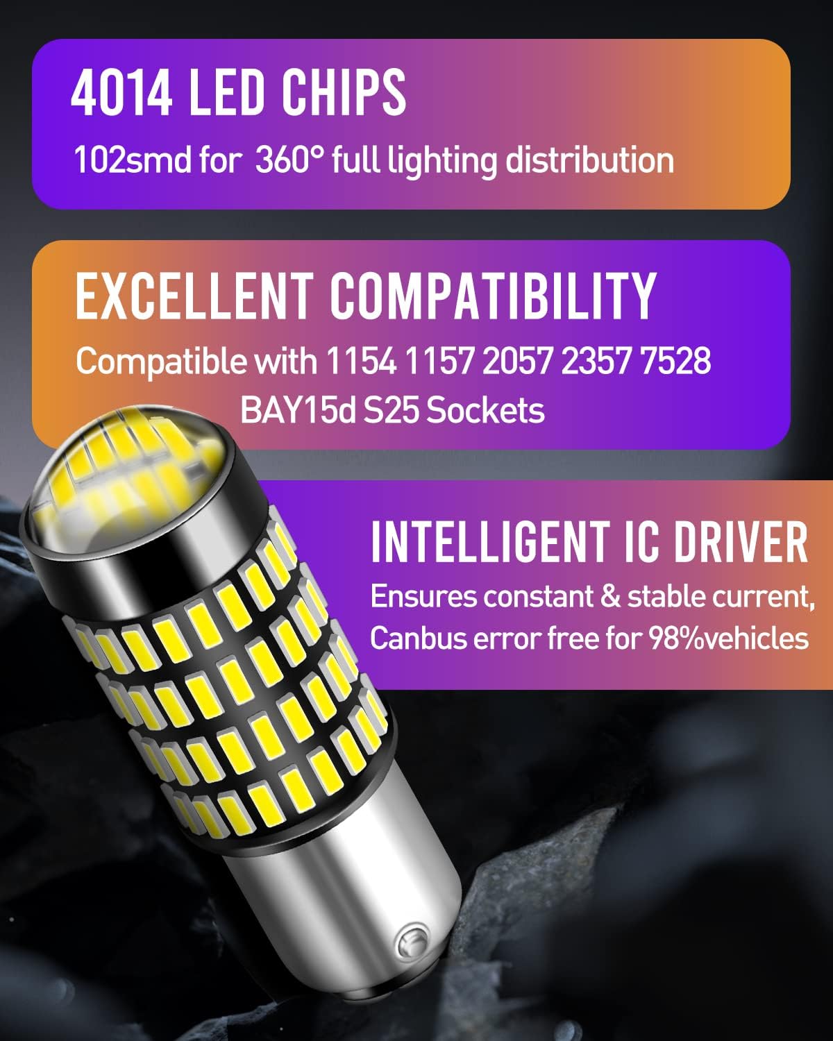 LUYED 2 X 1700, luces extremadamente brillantes 1157 4014 102-EX, conjunto de chips, foco 7528 led 1157 2057 2357, de xenón, blanco (la luz led mas