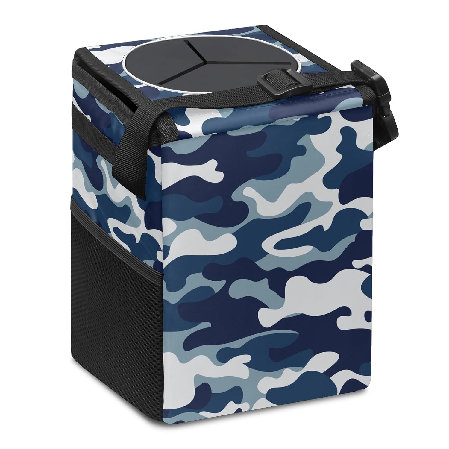 SOLONDA Papelera plegable con tapa para asiento trasero de automóvil, a prueba de fugas, bolsa de basura para colgar en el auto, cubo de basura de