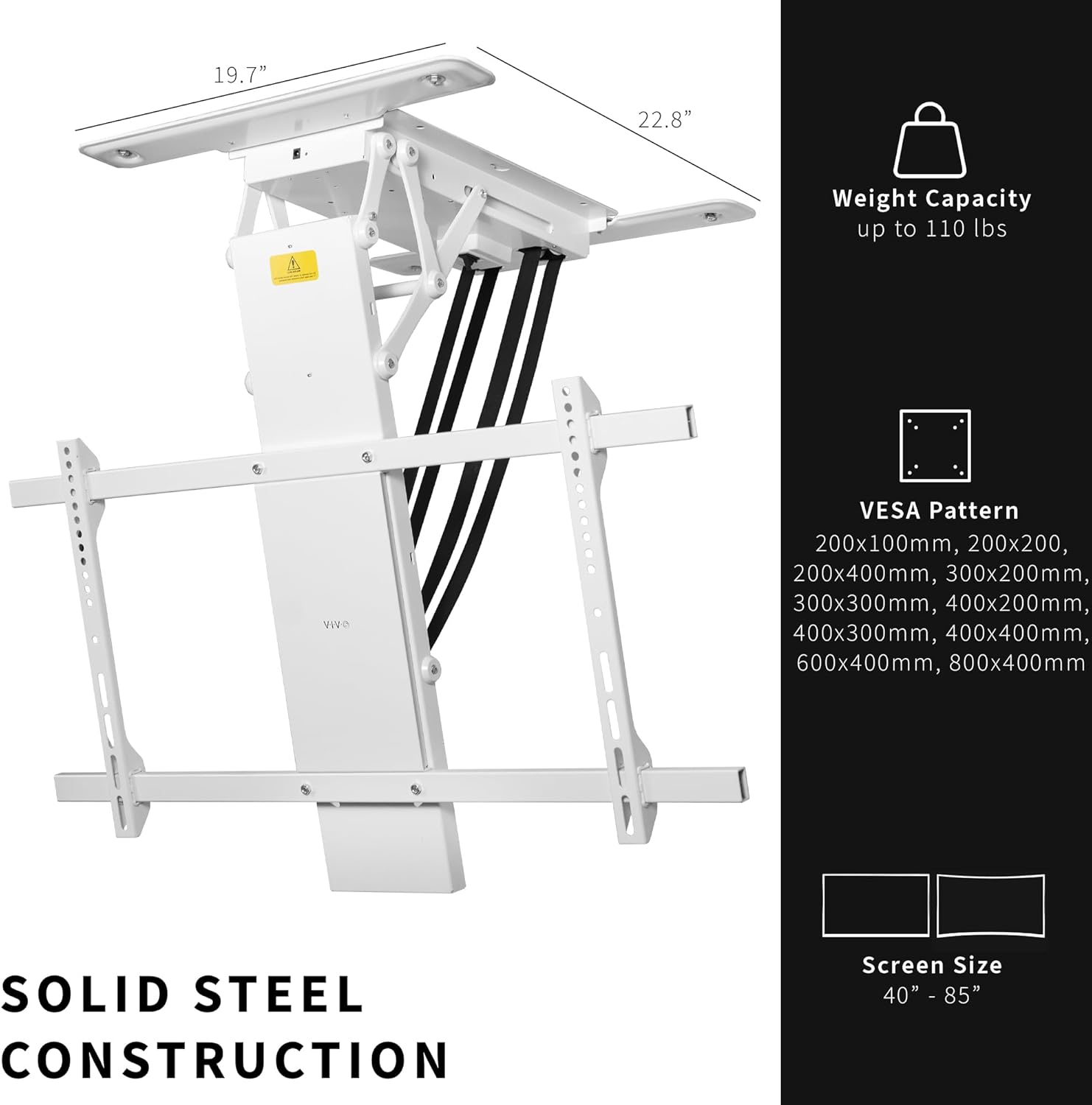 VIVO Soporte de techo eléctrico para TV para pantallas de 40 a 85 pulgadas, soporte VESA de techo inclinado motorizado abatible grande, paquete