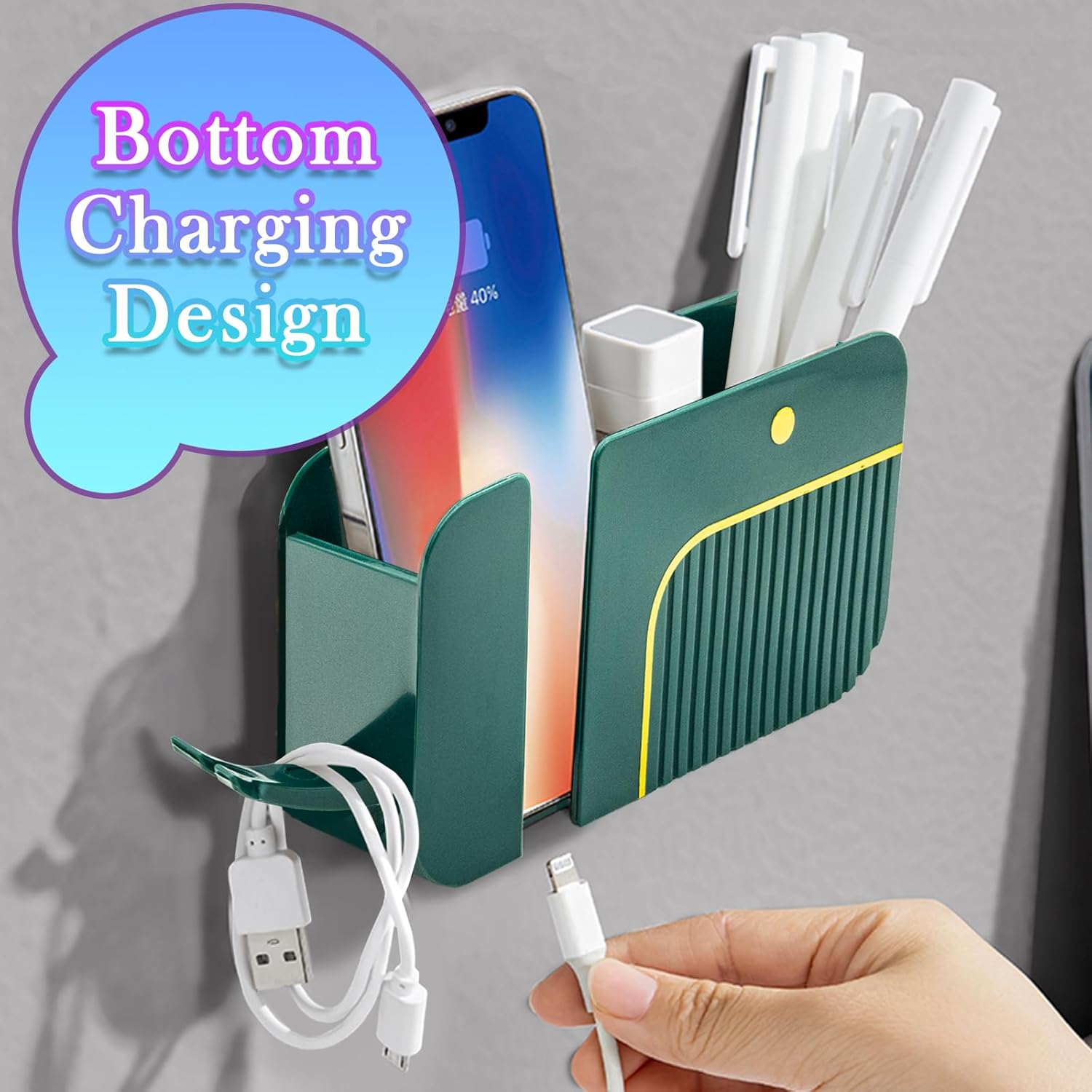 Soporte de pared para teléfono, soporte adhesivo para control remoto, soporte de carga de teléfono montado en la pared, soporte remoto para mesita