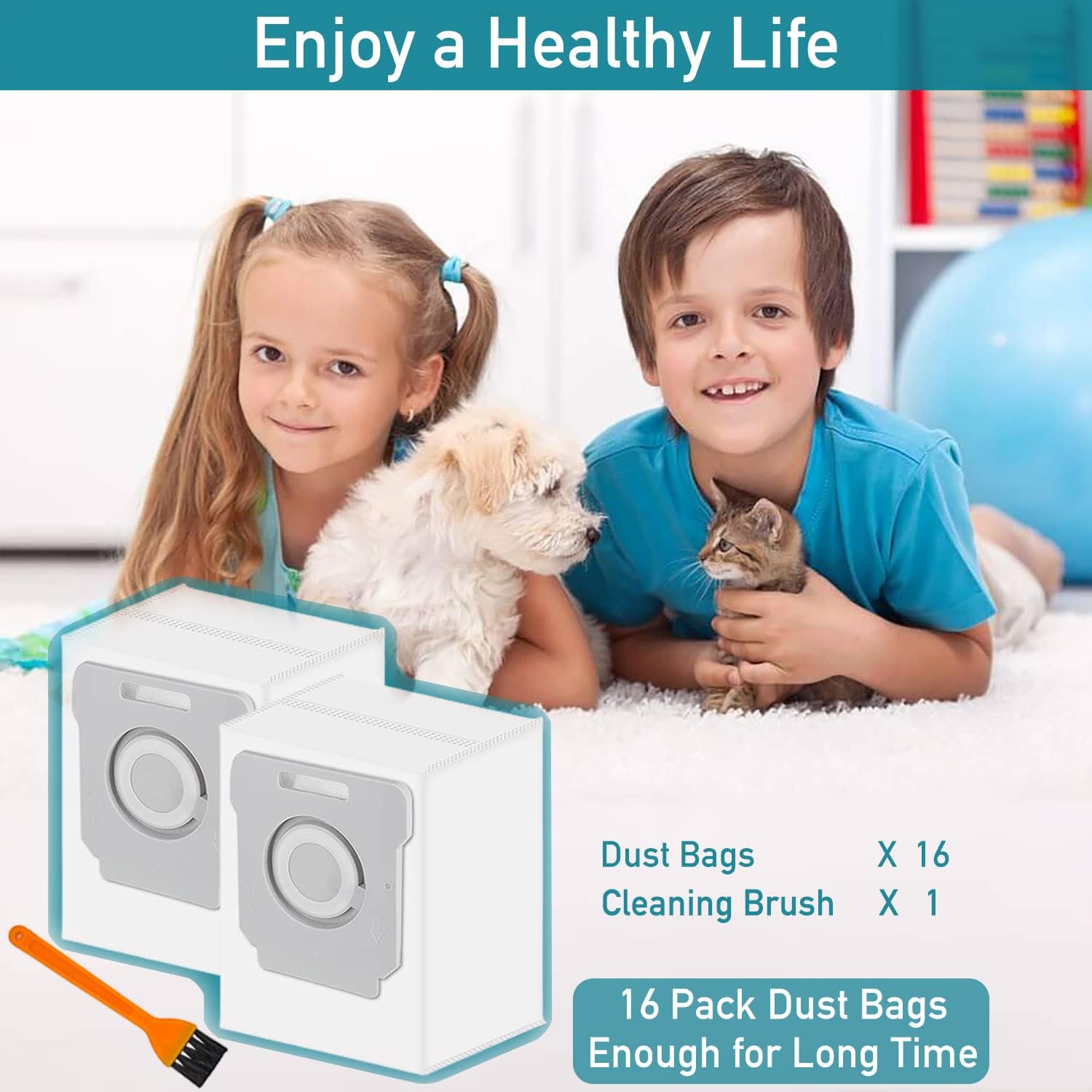 Paquete de 16 bolsas de vacío compatibles con iRobot Roomba i7 i7+Plus (7550) i3+ i4+ i6+ (6550) i8+ (8550) s9+ (9550) I & S Series, bolsas de