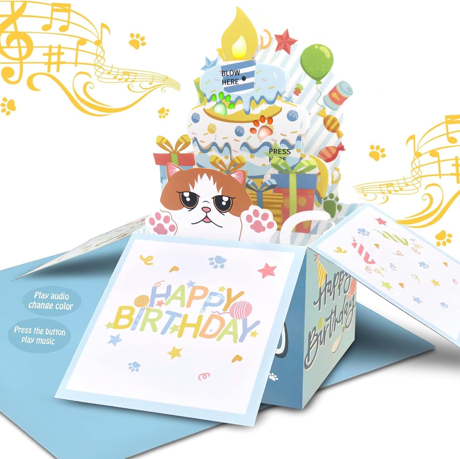 DTESL Tarjetas de cumpleaños divertidas 3D desplegables, tarjeta de cumpleaños de gato Garfield en 3D para mujeres, tarjetas de felicitación de mamá