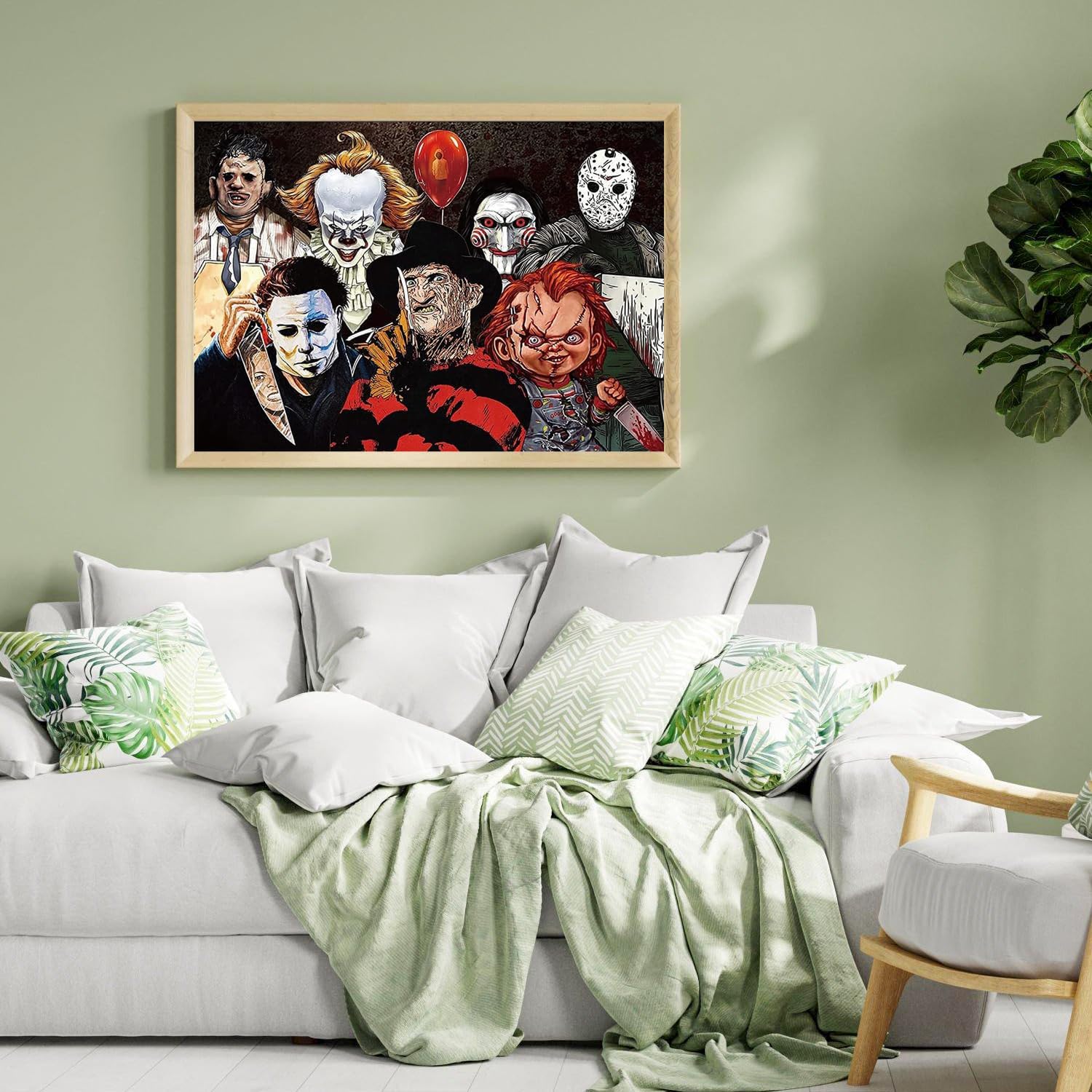 Pintura de terror grande por números para adultos, kits de pintura acrílica de Halloween para adultos por números sobre lienzo, 16 x 24 pulgadas,