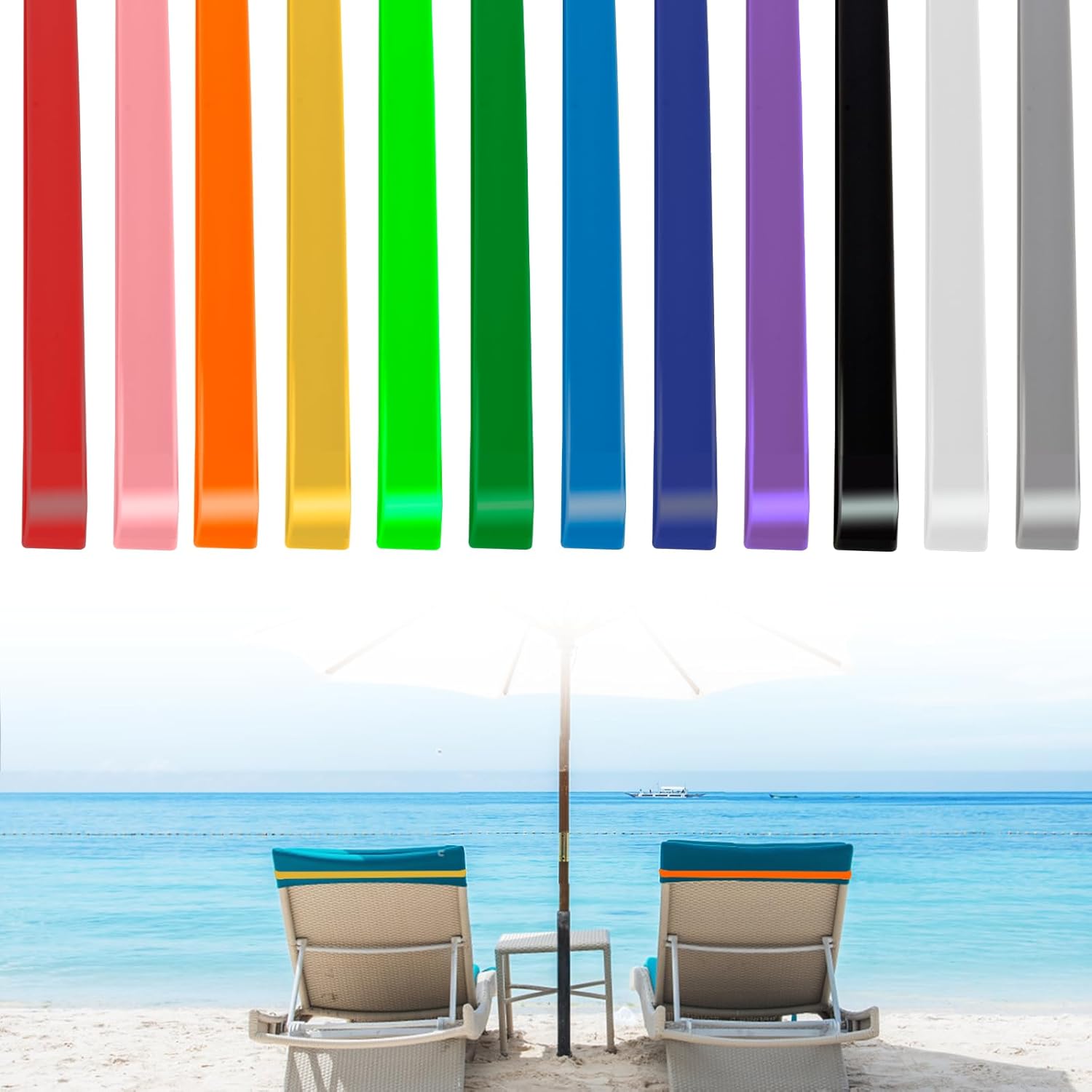 12 bandas de toalla  Bandas coloridas de toalla de playa de 8 pulgadas, bandas de goma de silicona para suministros de oficina, bandas elásticas