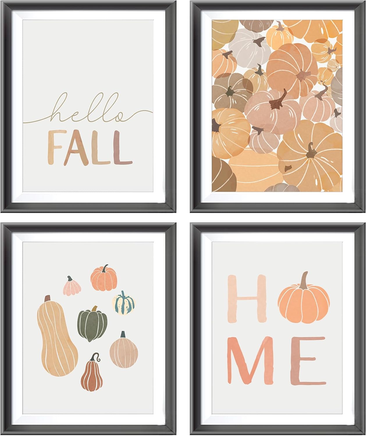 Póster rústico vintage de Hello Fall Pumpkin Harvest Home para el hogar, granja, cocina, sala de estar, decoración temática de otoño, impresiones de