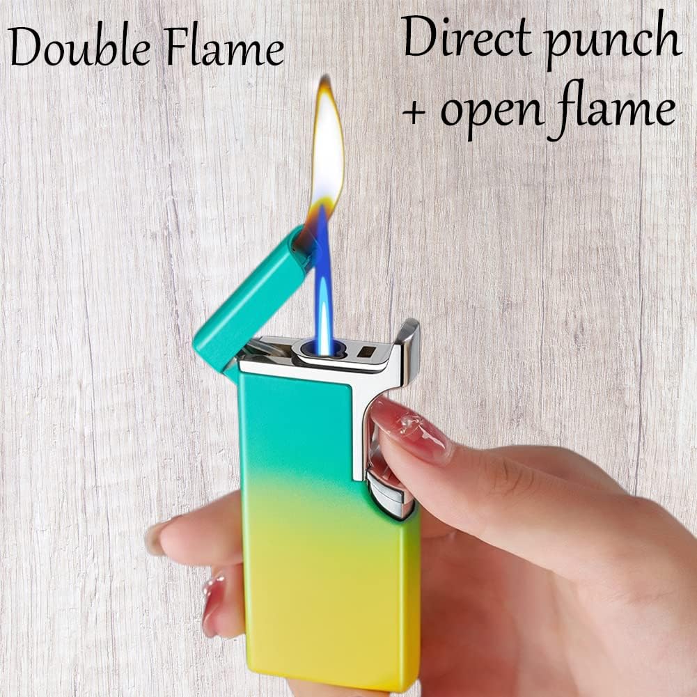 JEOKWMS Encendedor de antorcha de recambio de butano, encendedores fríos de doble llama para velas, cocina, barbacoa, regalos de campamento para