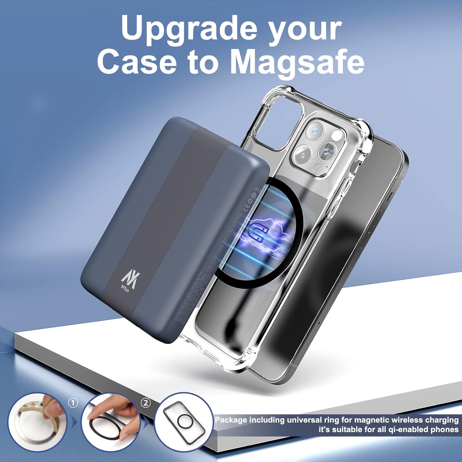 Banco de energía magnético para iPhone, cargador portátil inalámbrico de 10000 mAh, batería USB con PD de 20 W de carga rápida, cargador de teléfono