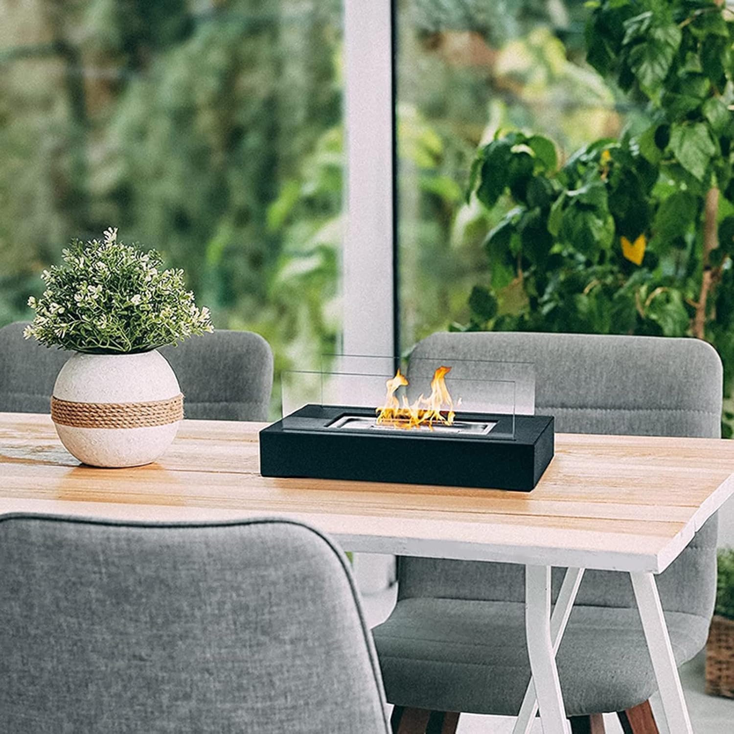 Hoguera para interiores y exteriores, chimeneas de etanol, cuenco de fuego portátil de mesa, Chimeneas de bioetanol para interiores