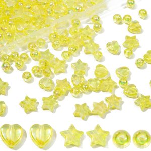 200 cuentas redondas de acrílico, cuentas de corazón y cuentas de estrella para hacer joyas, pulseras, collares, aretes, llaveros, accesorios, 200 cuentas redondas de acrílico, cuentas de corazón y cuentas de estrella para hacer joyas, pulseras, collares, aretes, llaveros, accesorios,