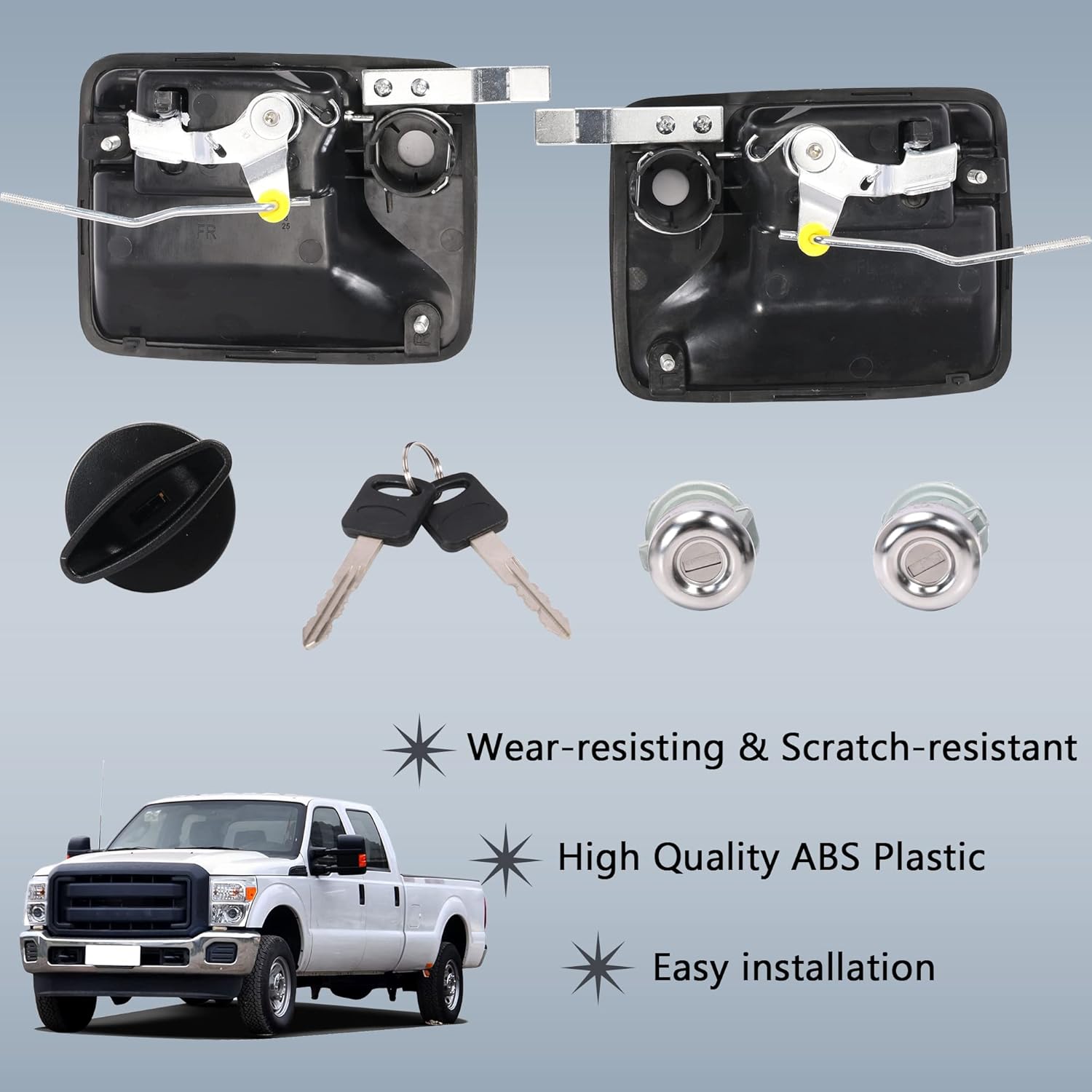 Manija de puerta exterior delantera con cilindro de encendido y cerradura, para Ford F-250 F-350 F-450 F-550 1998-2007, para Excursion 2000-2005,