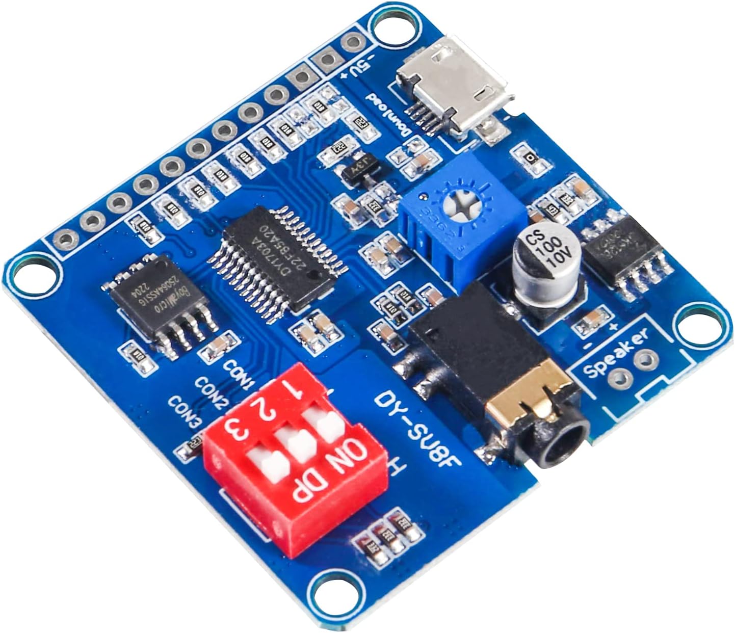 Diitao Módulo de reproducción de voz 2 unids tablero de módulo de voz reproductor de MP3, 5W 64MBit Flash Serial Control SDTF Tarjeta IO Disparador