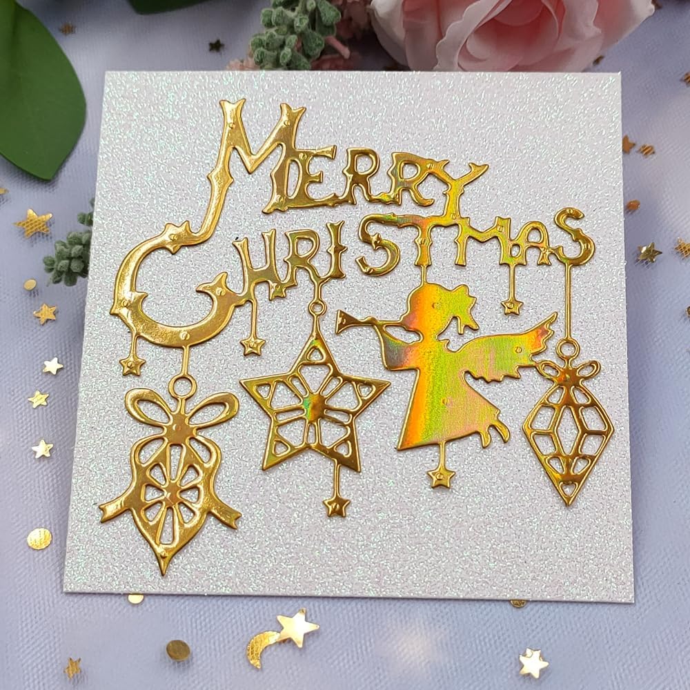 Metal Feliz Navidad Ángel Regalo Pequeñas Campanas Troqueladas Troquelado Troquelado Plantillas de Plantillas en Relieve Plantilla Molde para Hacer