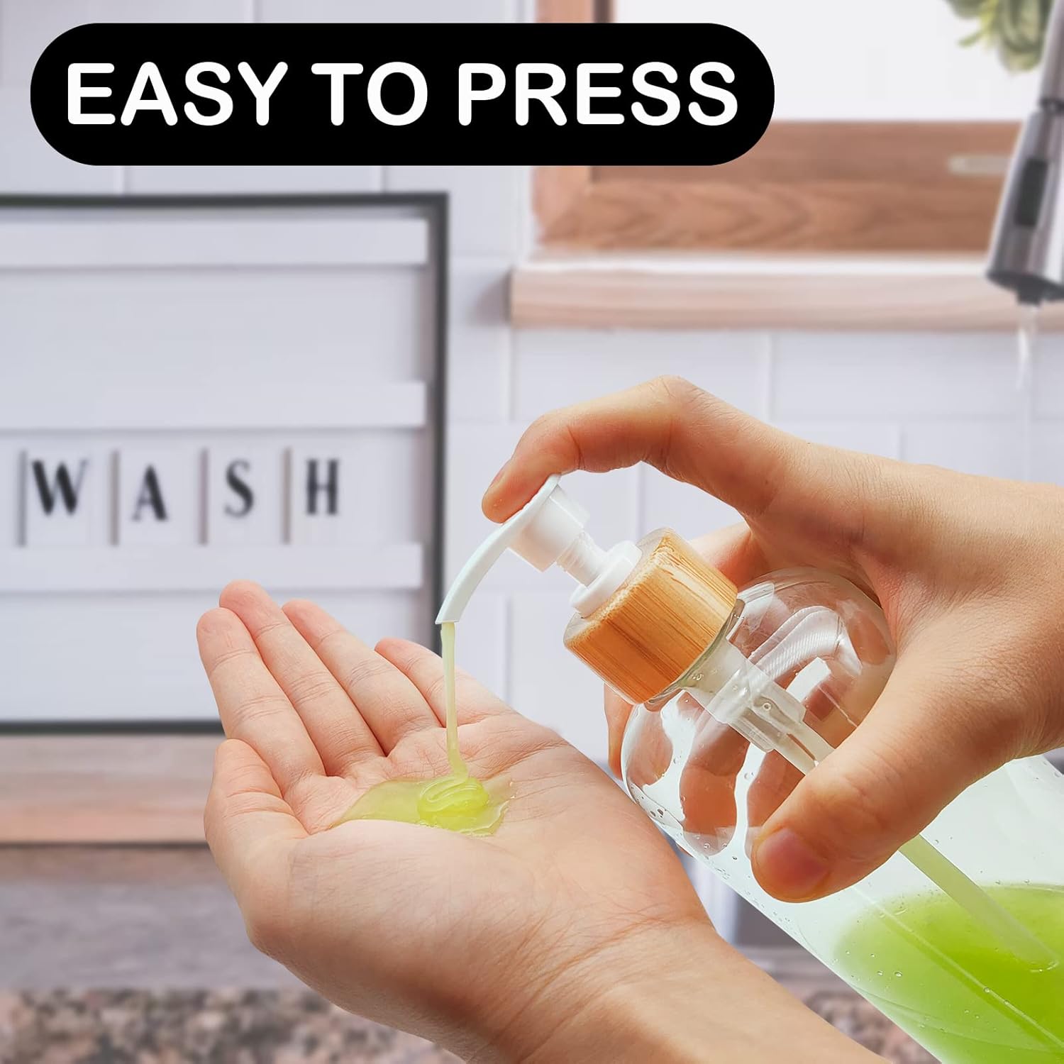 Juego de dispensador de jabón transparente de 16 onzas, dispensador de jabón de plástico para manos y platos, dispensador de jabón para cocina,
