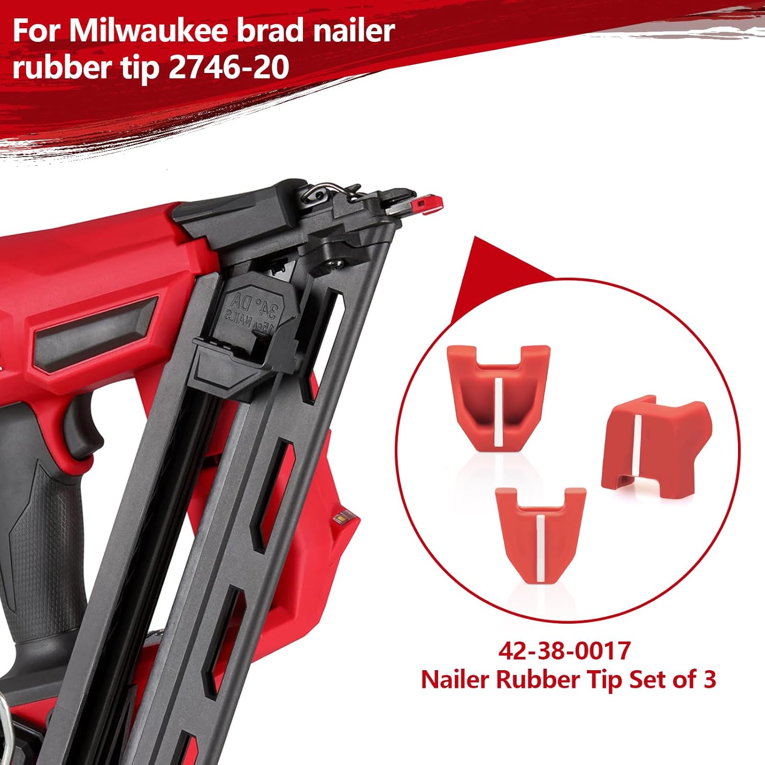 42-38-0017 Kit de almohadillas sin marcar para Milwaukee M18 2746-20 Punta de Clavadora compatible con Milwaukee calibre 18, juego de 9, rojo