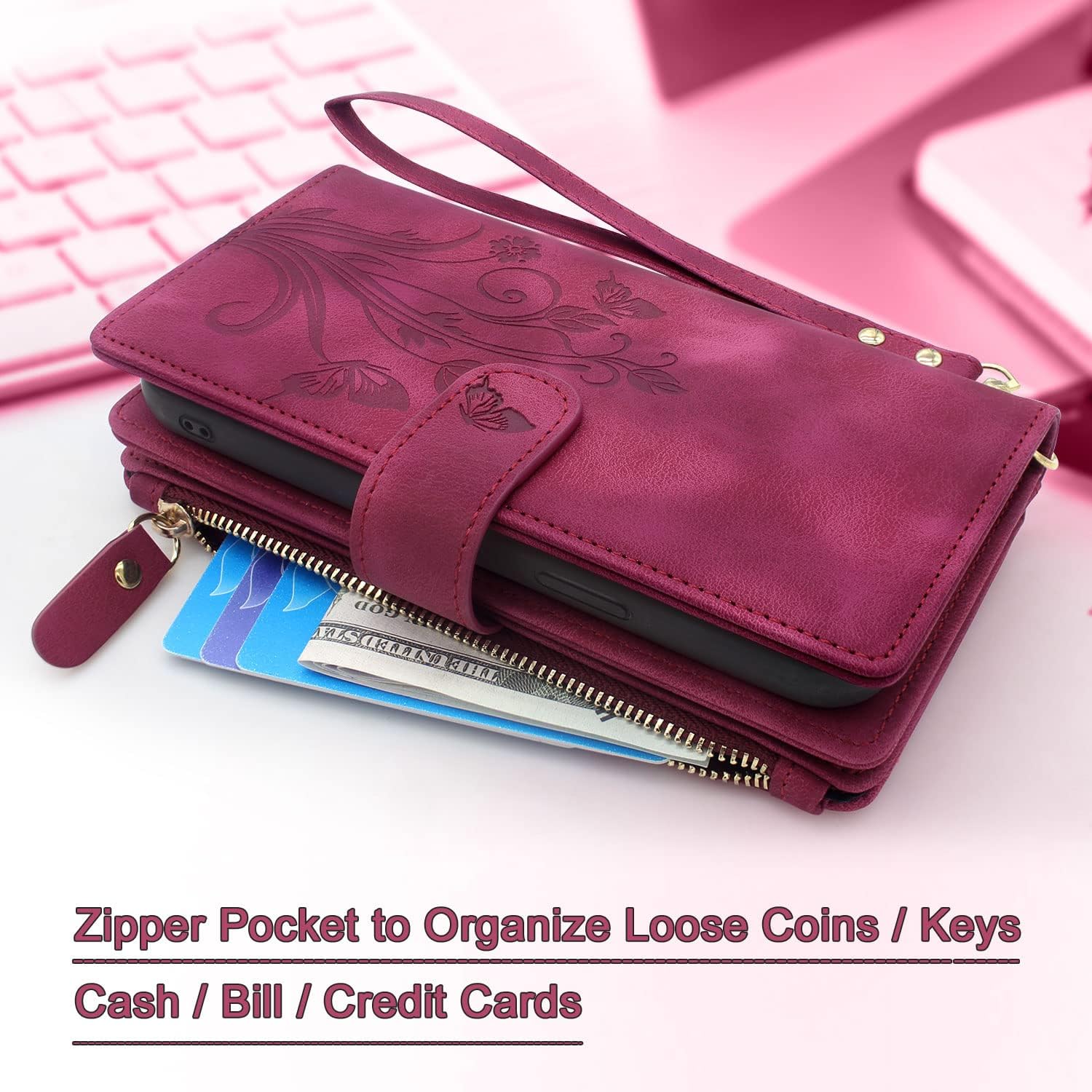 Lacass Funda compatible con iPhone 11 de 6.1 pulgadas ranura para tarjeta Soporte para dinero en efectivo para tarjetas de identificación, bolsillo