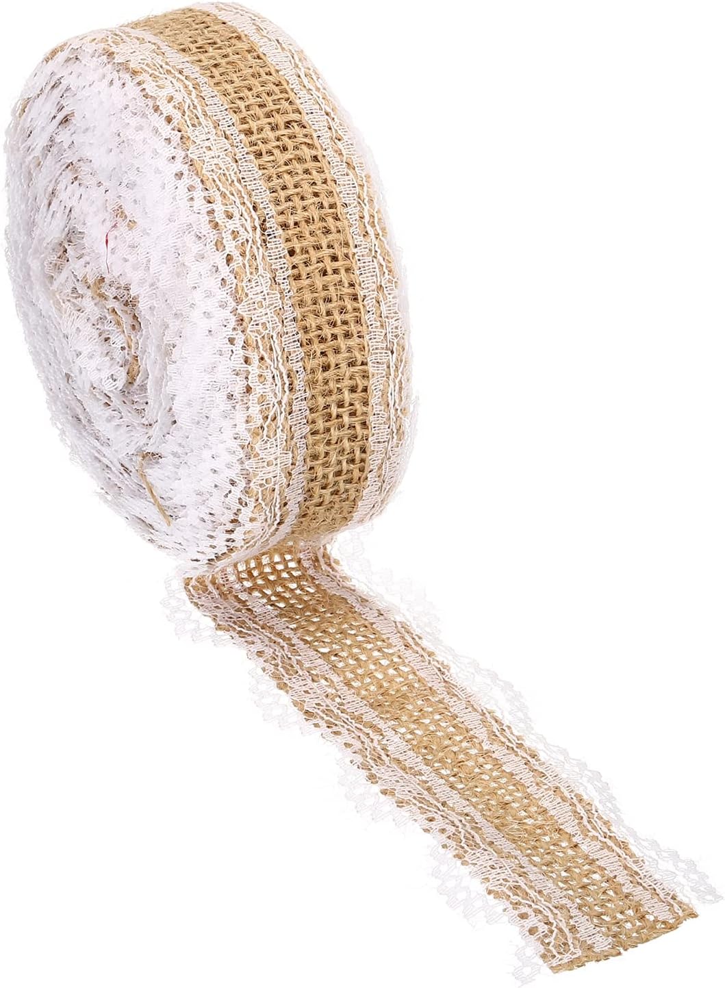 PATIKIL Cinta de tela de arpillera de 1 pulgada de ancho, 5.5 yardas, envoltura natural, con alambre de yute con cable, rollo floral para el hogar,