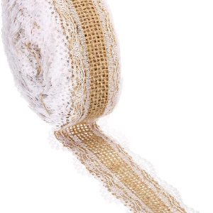 PATIKIL Cinta de tela de arpillera de 1 pulgada de ancho, 5.5 yardas, envoltura natural, con alambre de yute con cable, rollo floral para el hogar, PATIKIL Cinta de tela de arpillera de 1 pulgada de ancho, 5.5 yardas, envoltura natural, con alambre de yute con cable, rollo floral para el hogar,