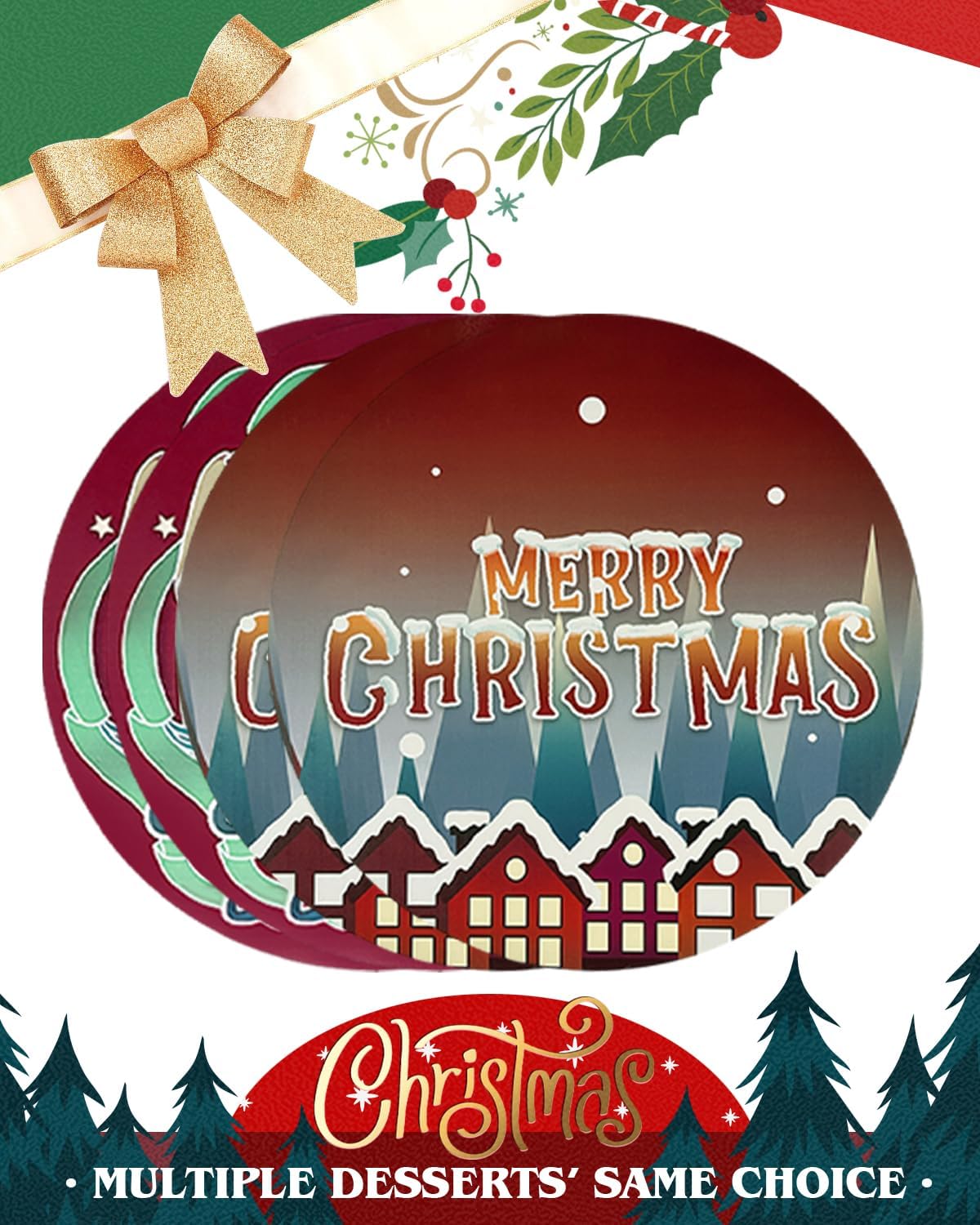 qiqee Tableros redondos para pasteles de Navidad de 6 pulgadas, paquete de 40 unidades, base redonda, placa de cartón de grado alimenticio para