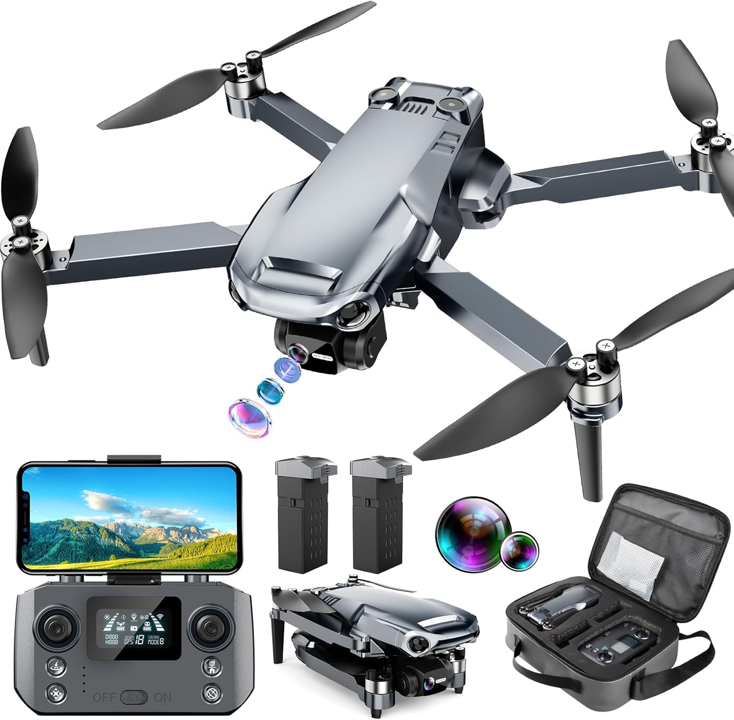 Dron con cámara 4K RC Quadcopter para adultos, transmisión de video de largo alcance de 1640 pies, cardán de 3 ejes, tiempo de vuelo de 46 minutos