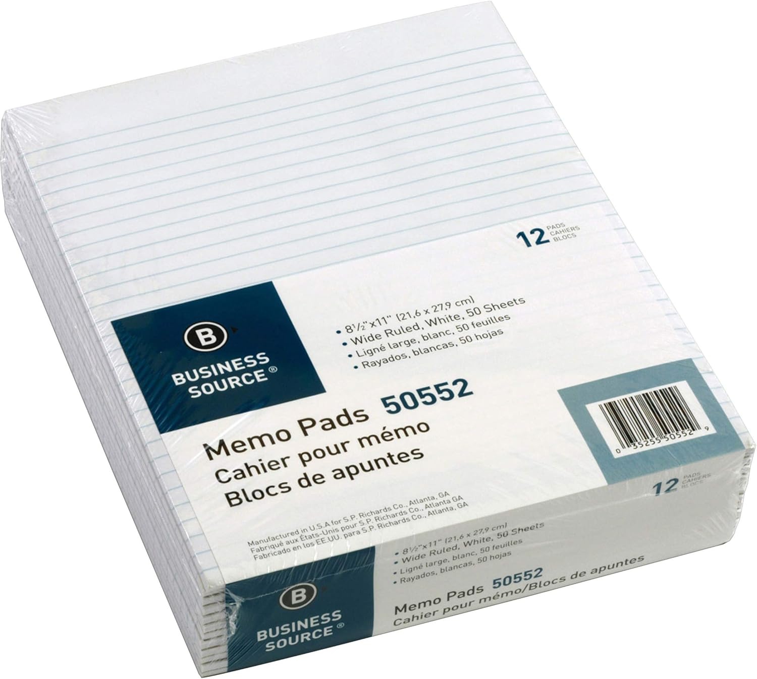 Business Source Bloc de notas con rayas superiores pegadas – Carta