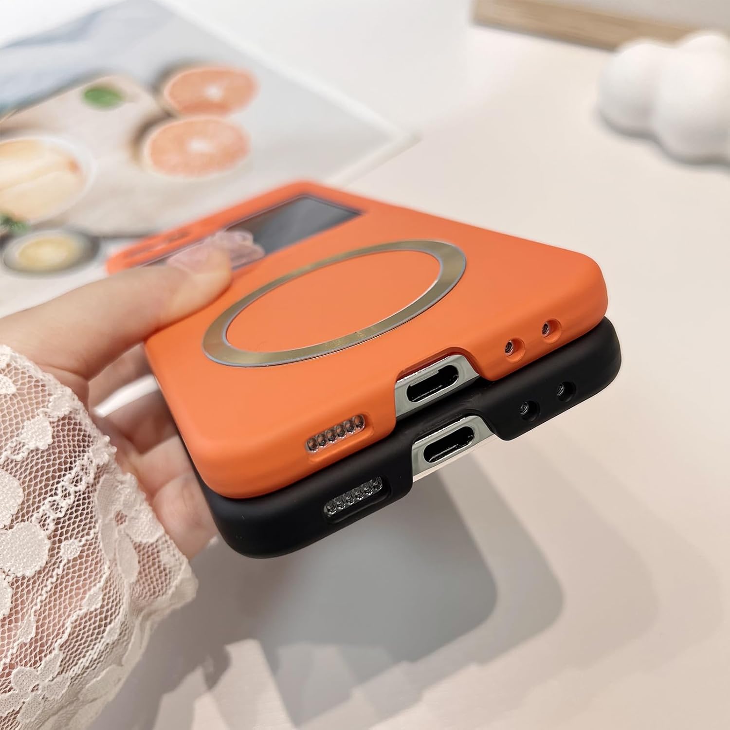 ZIYE Funda para Samsung Galaxy Z Flip 5 compatible con MagSafe Funda rígida de PC Galaxy Z Flip 5 para mujeres, hombres y niñas, superficie suave,