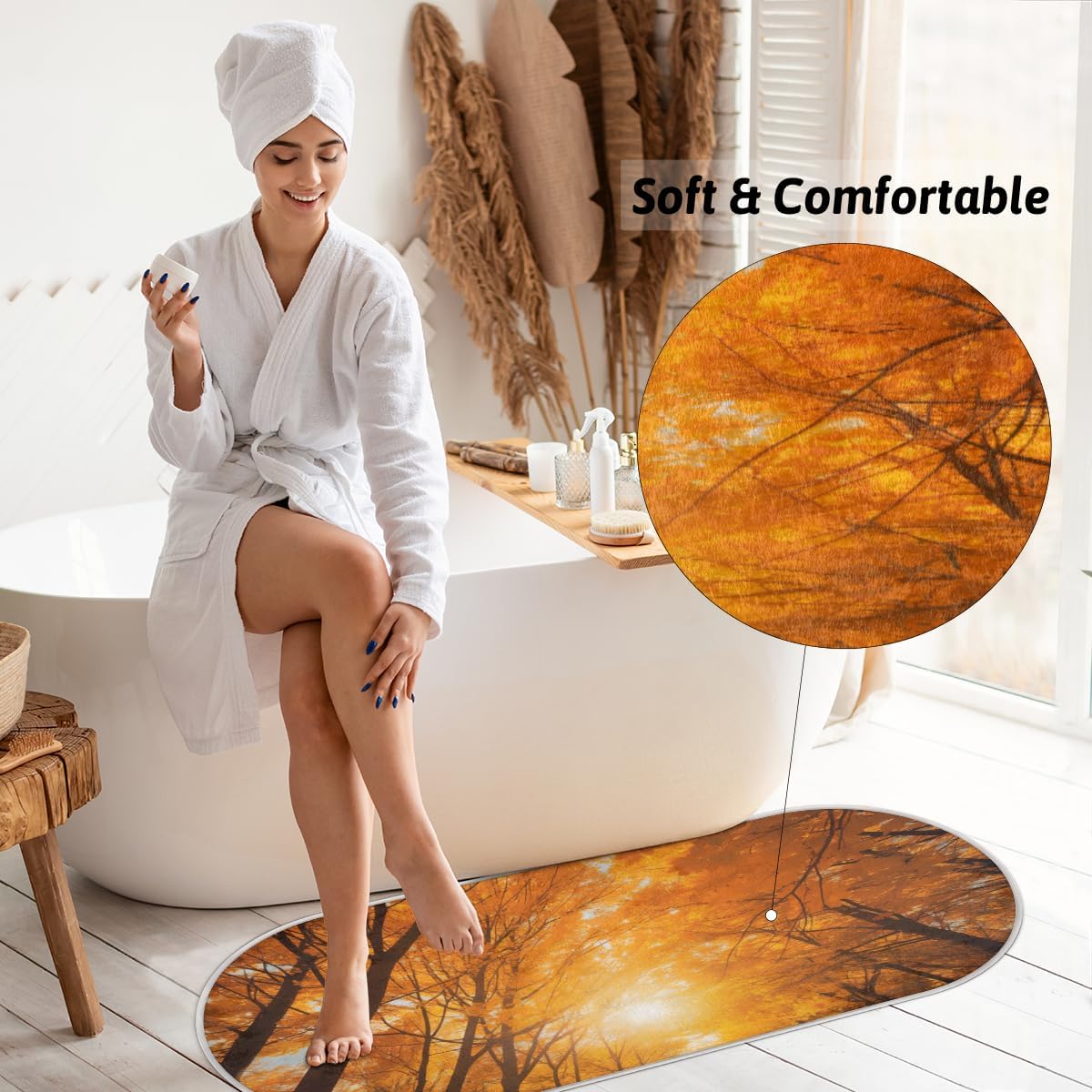 cfpolar Alfombras de baño con árboles de arce otoñal, alfombra de baño antideslizante de microfibra absorbente, alfombras y alfombras de cocina