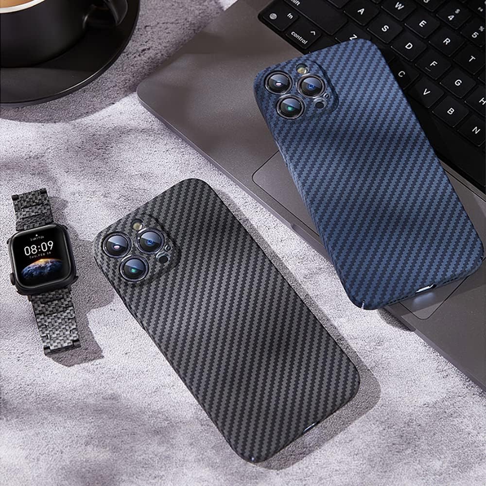 LAFRAU Funda de teléfono con textura de fibra de carbono para iPhone 14 Pro Max de 6.7 pulgadas, delgada 0.031 in cubierta protectora dura a prueba