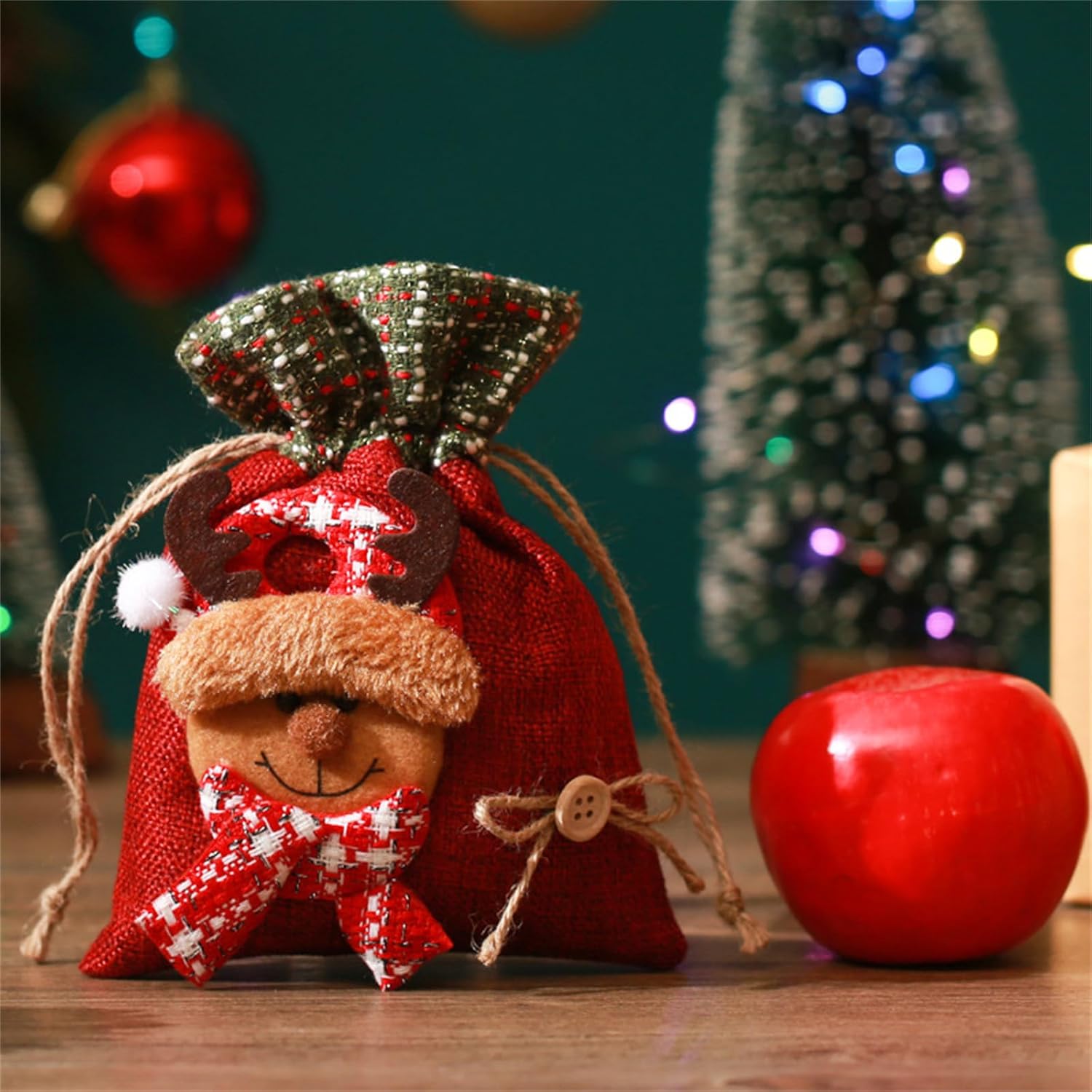 LONGLUAN Bolsas de regalo de Navidad, bolsas de Navidad con cordón de Papá Noel, bolsas de regalo de Navidad con cordón, cajas de Navidad para