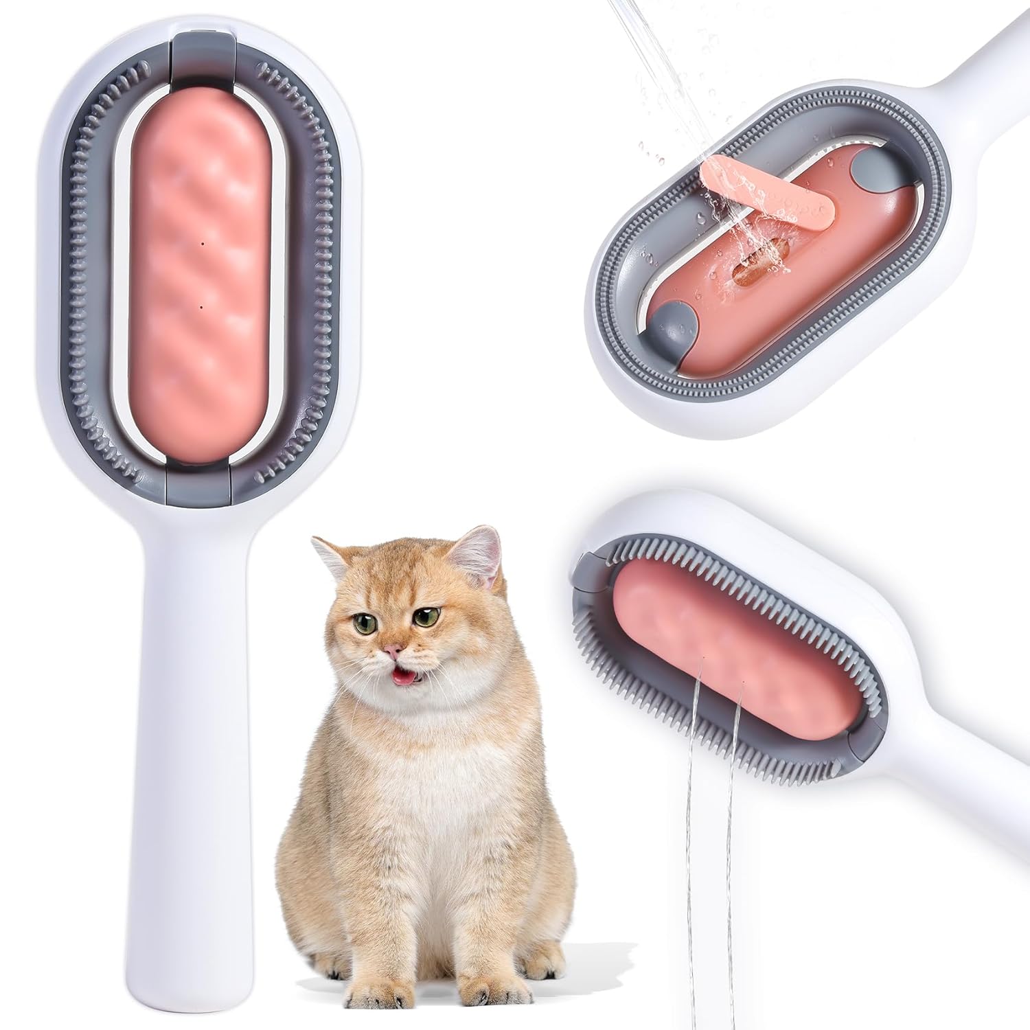Cepillo de pelo de gato con agua, cepillo de limpieza 2 en 1, cepillo adhesivo para gatos, cepillo limpiador de pelo de mascotas para gatos, peine