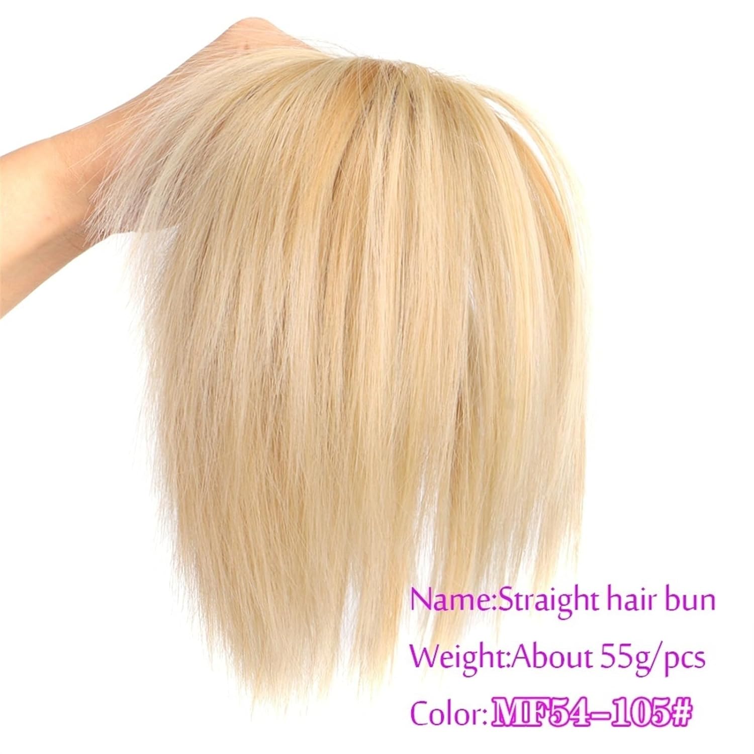 Extensiones de moño de cabello sintético con moño, desordenado, esponjoso, lacio, banda elástica, moño para mujer, extensiones de moño (color  105)