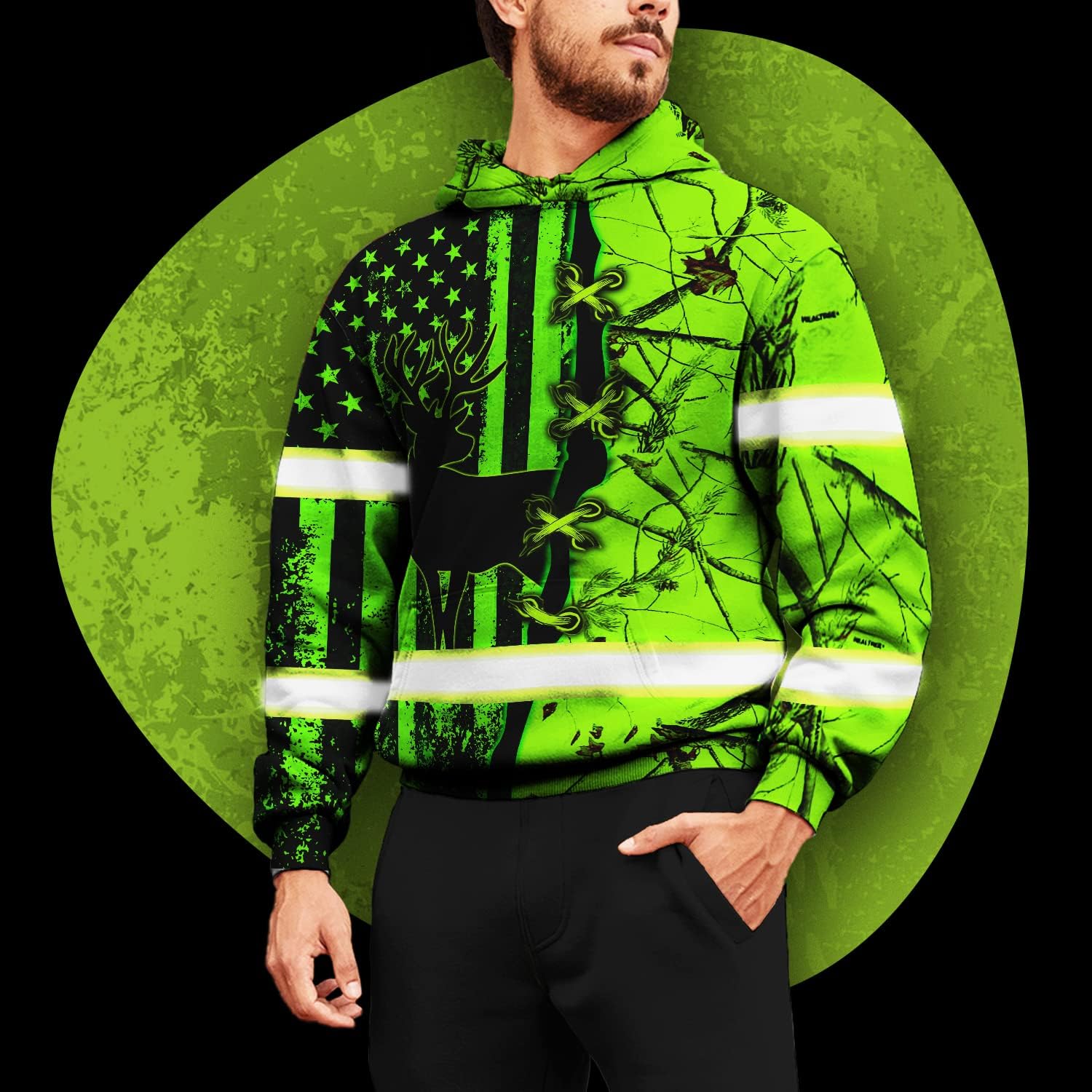 Matedecor Camisa de alta visibilidad para hombres, camisas de seguridad con bandera de EE. UU., ropa de trabajo con nombre personalizado para